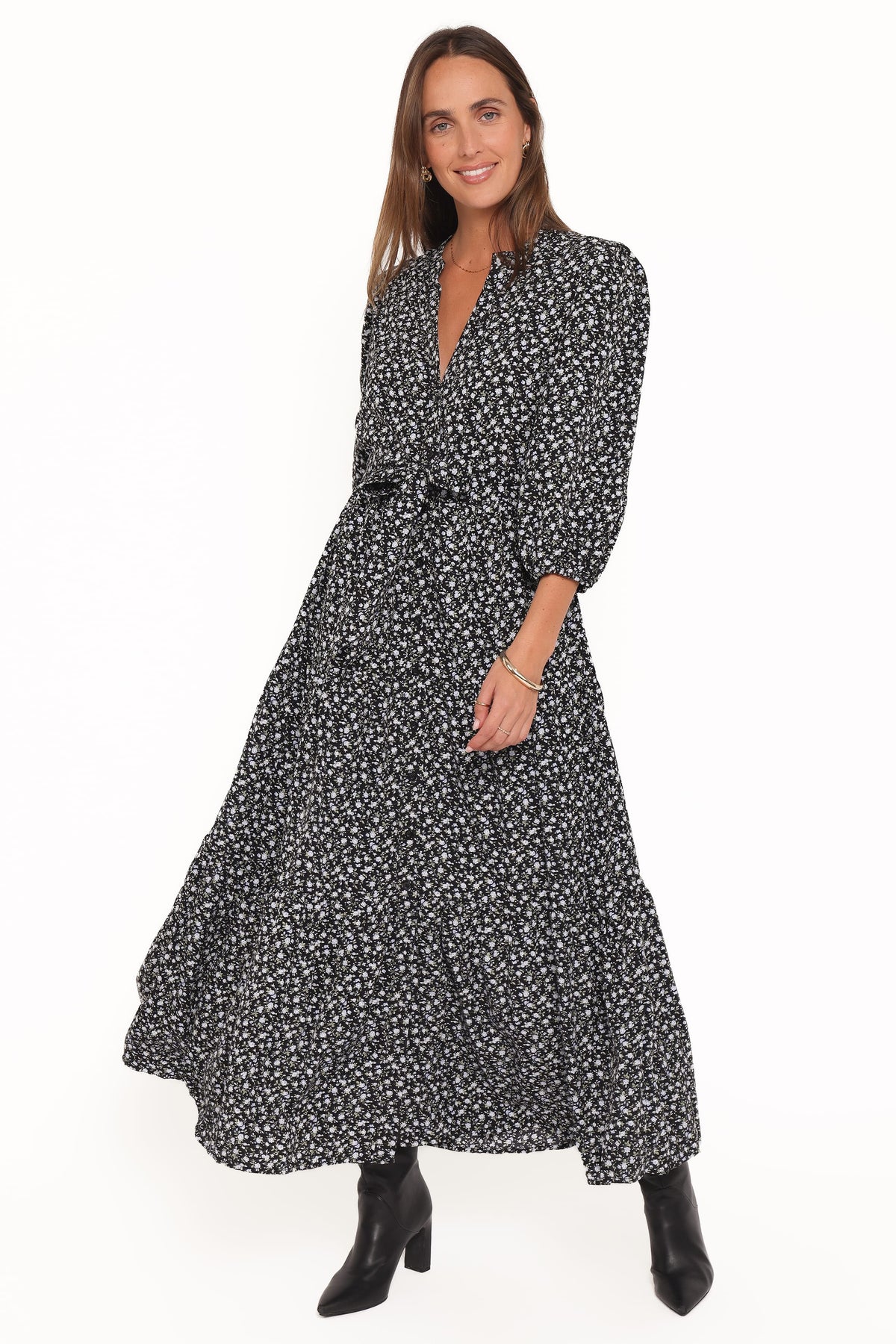 Petal and Pup USA DRESSES Dixon Maxi Dress - Black Ditsy Floral