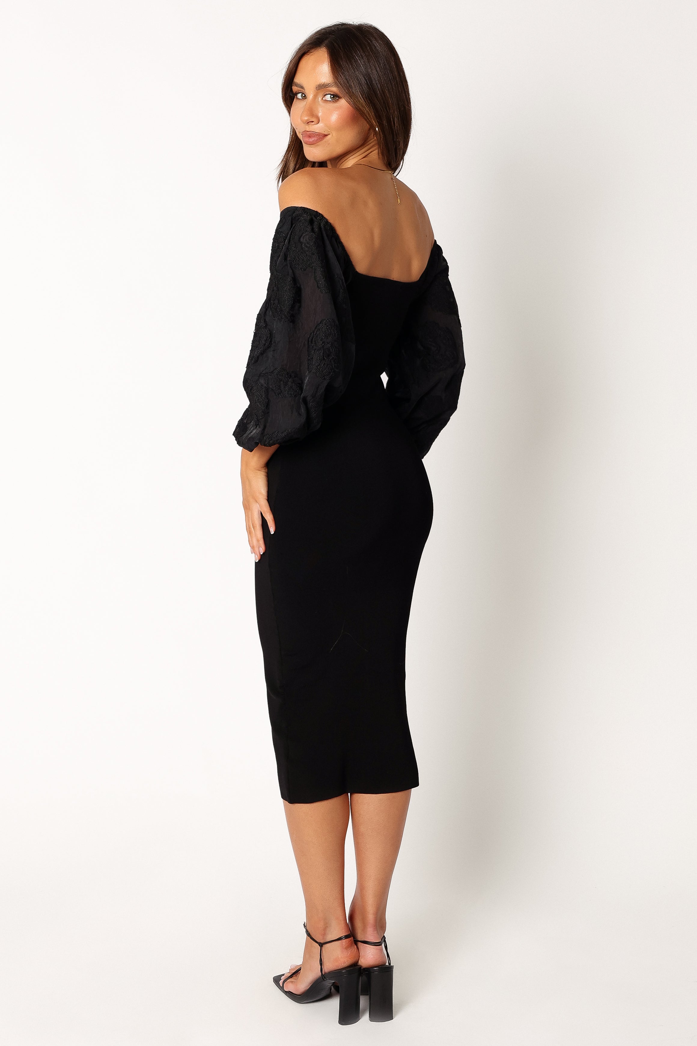 Petal and Pup USA DRESSES Dolly Puff Sleeve Midi Dress - Black
