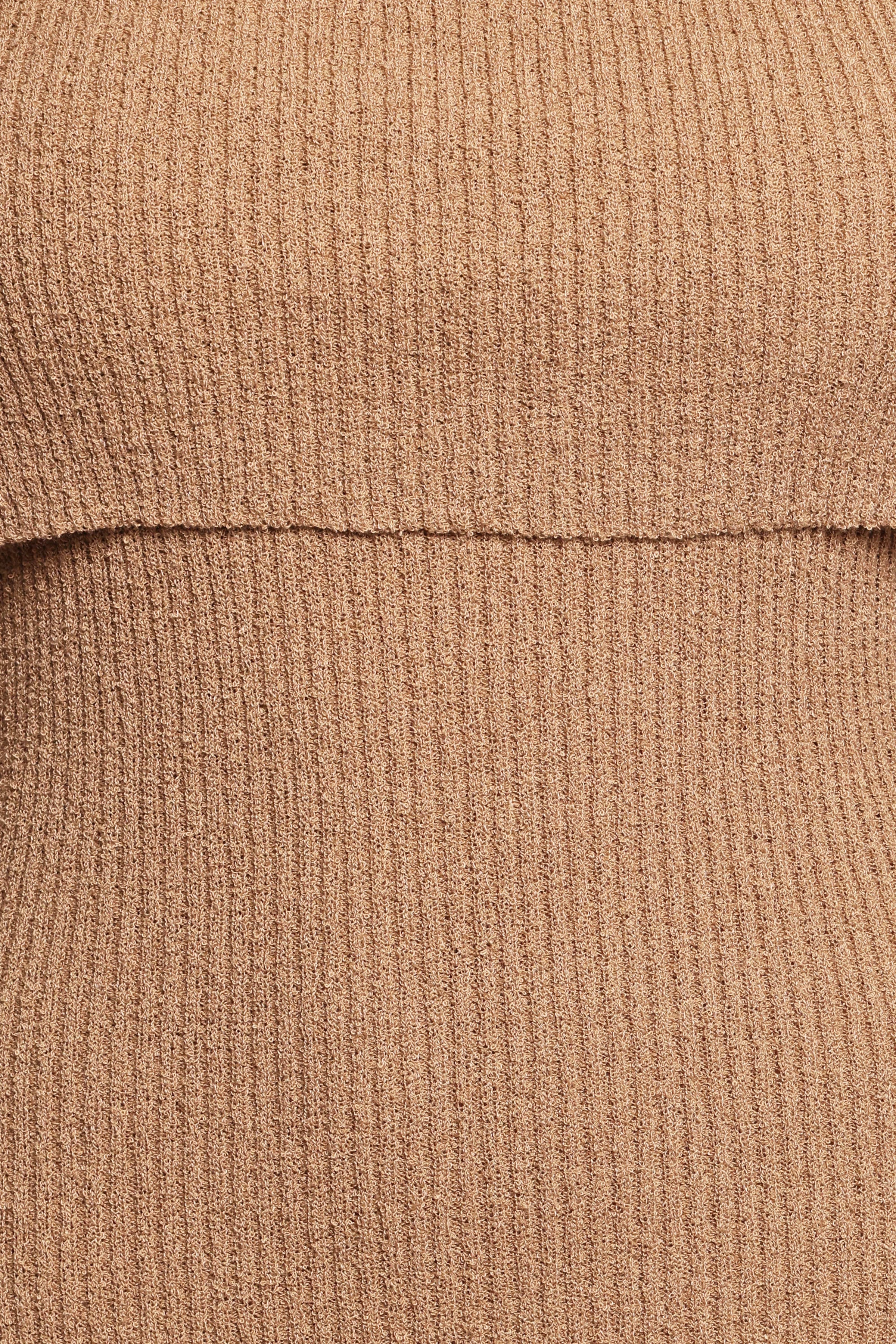 Petal and Pup USA DRESSES Domitia Off Shoulder Knit Dress - Brown