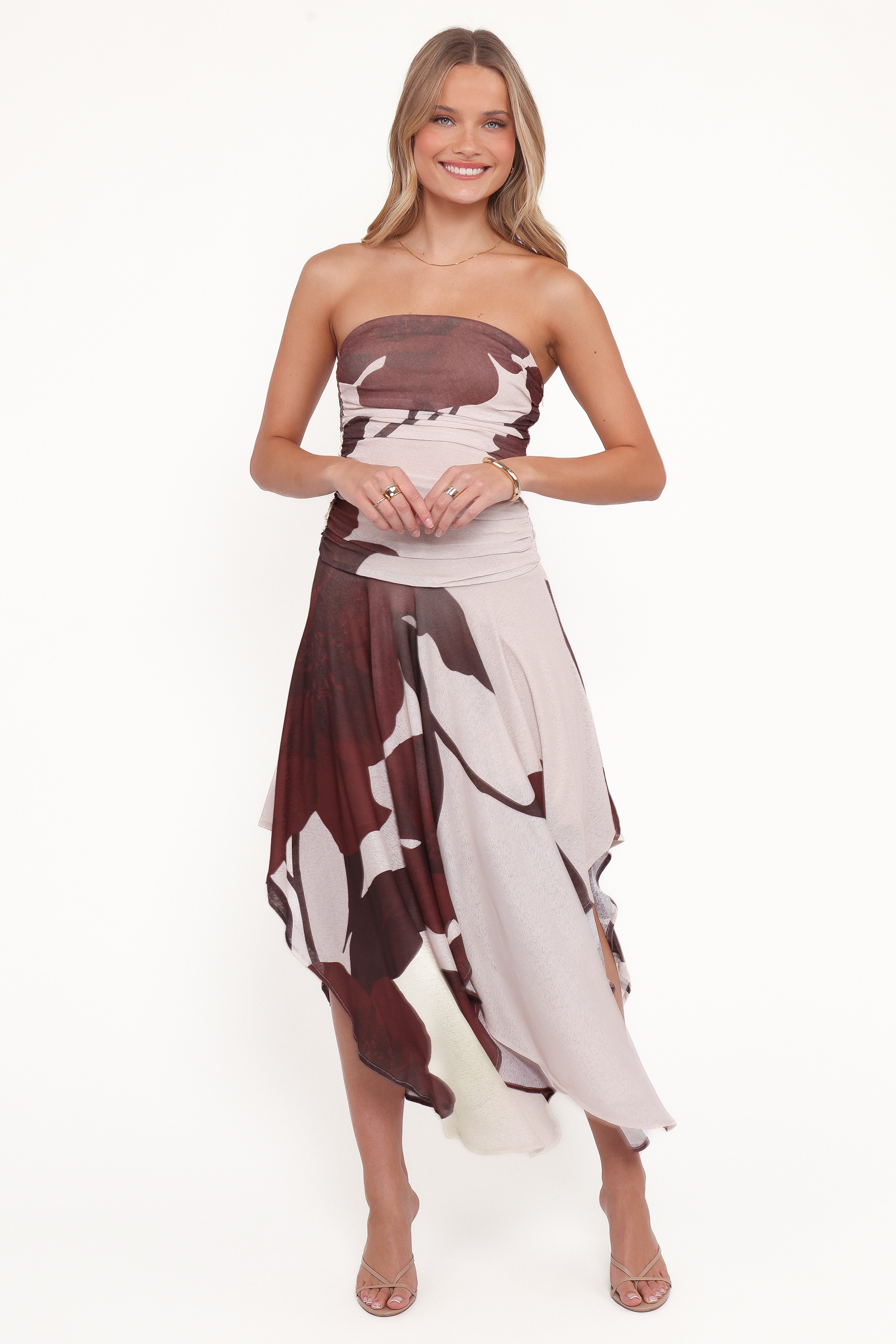 Petal and Pup USA DRESSES Doreen Midi Dress - Brown Floral