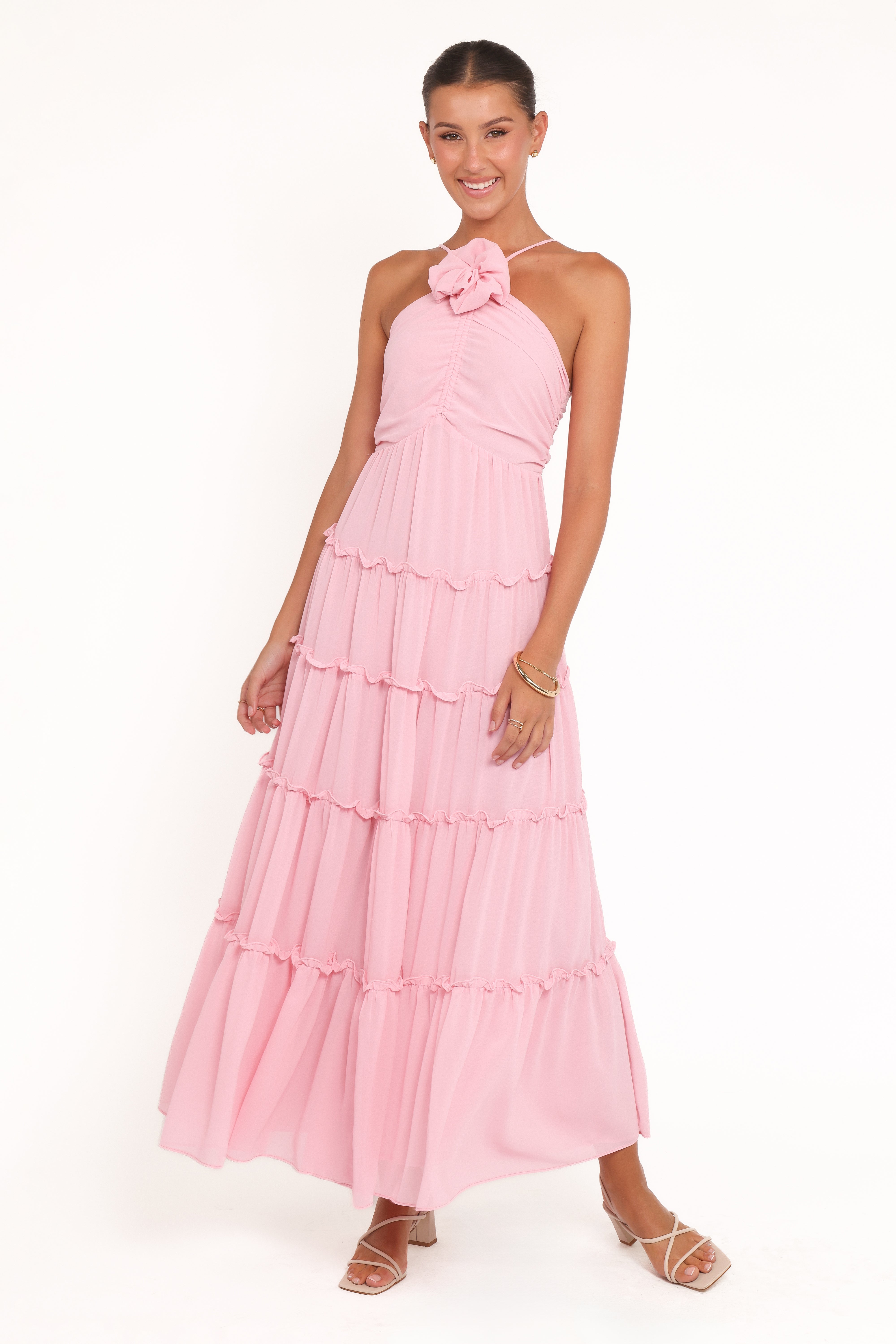 Petal and Pup USA DRESSES Dottie Halterneck Maxi Dress - Pink