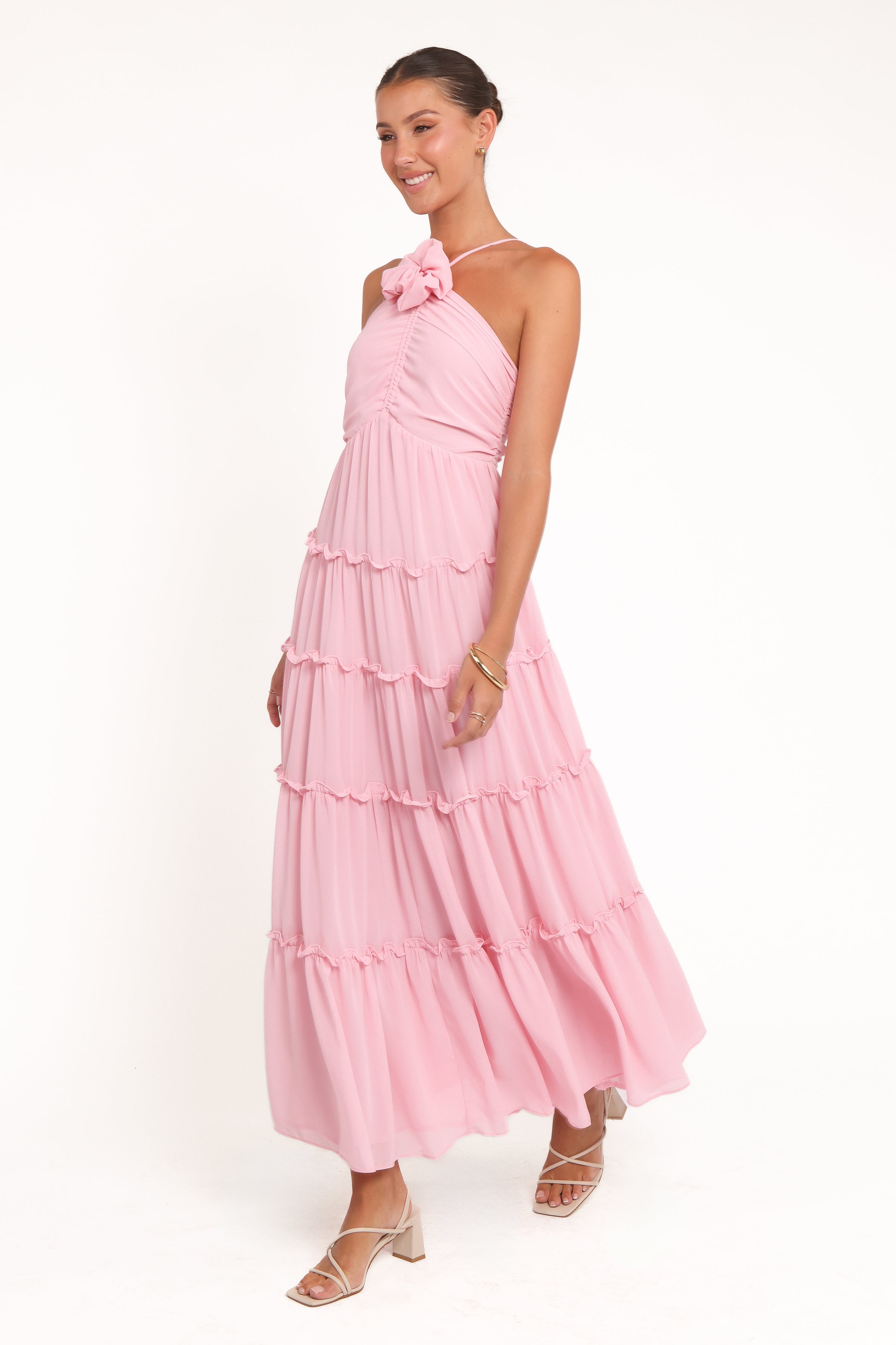 Petal and Pup USA DRESSES Dottie Halterneck Maxi Dress - Pink
