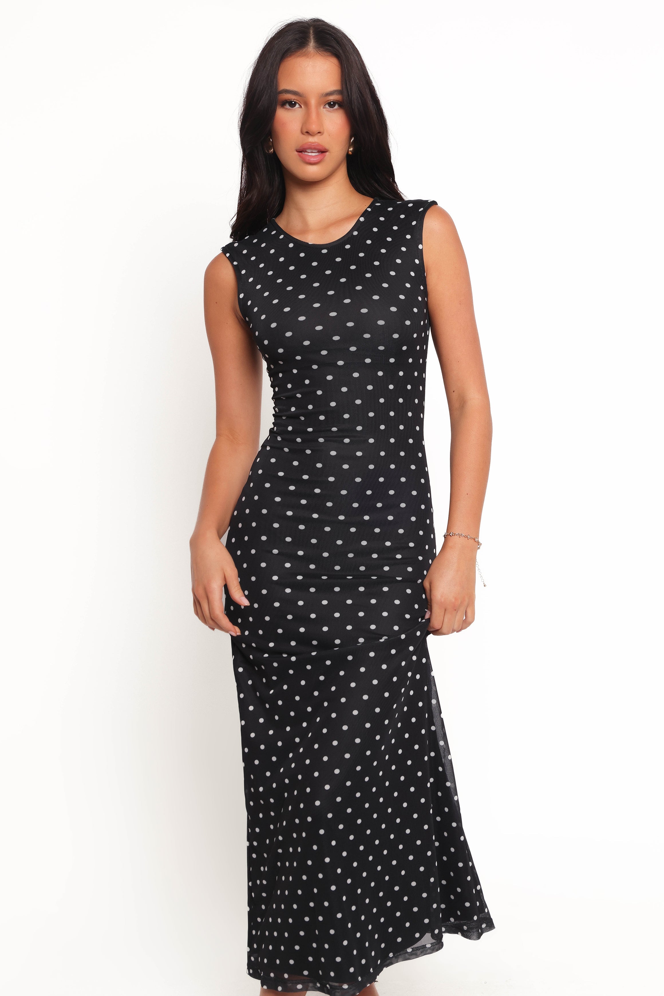 Petal and Pup USA DRESSES Drea Maxi Dress - Black Polka Dot