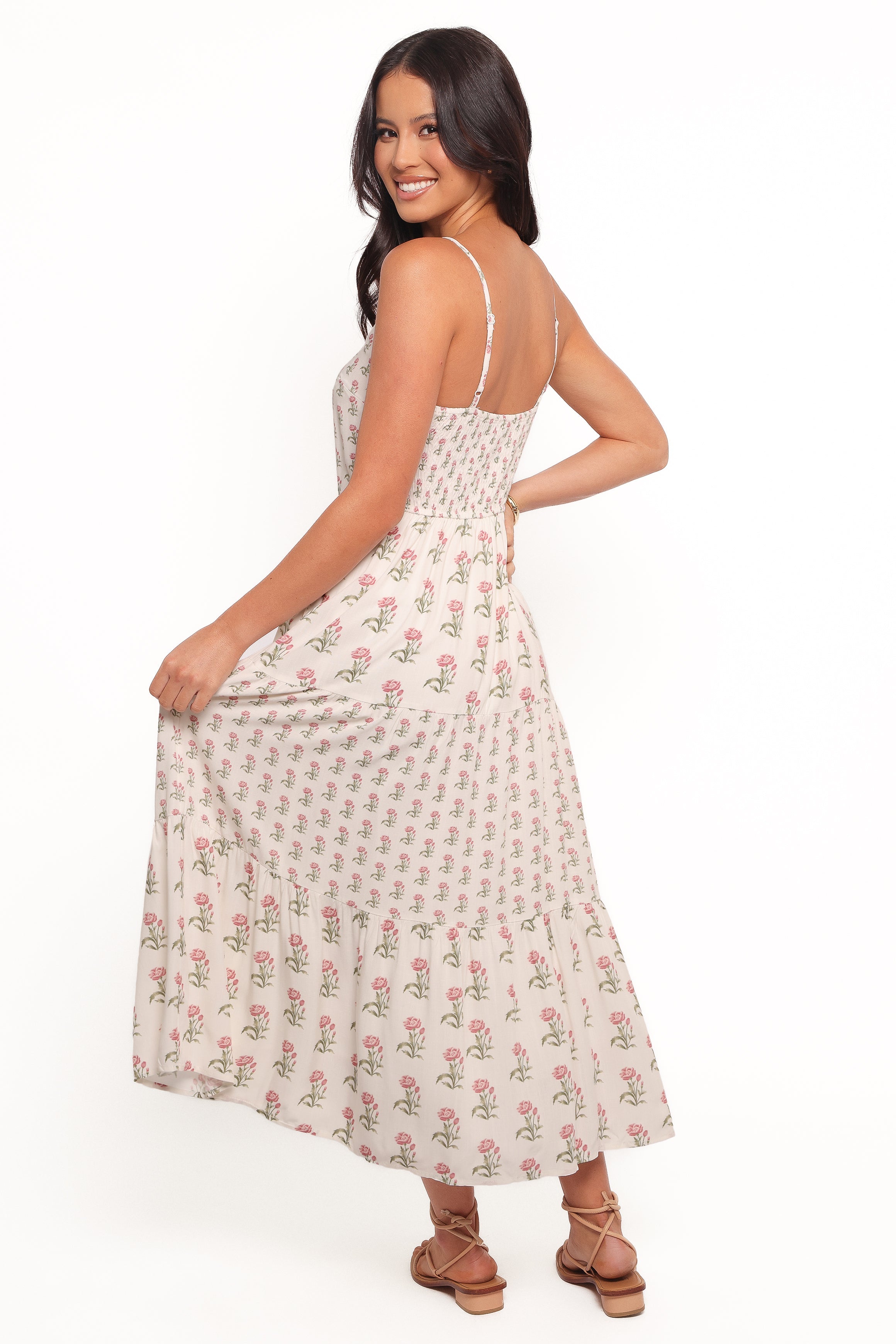 Petal and Pup USA DRESSES Echo Midi Dress - White/Pink