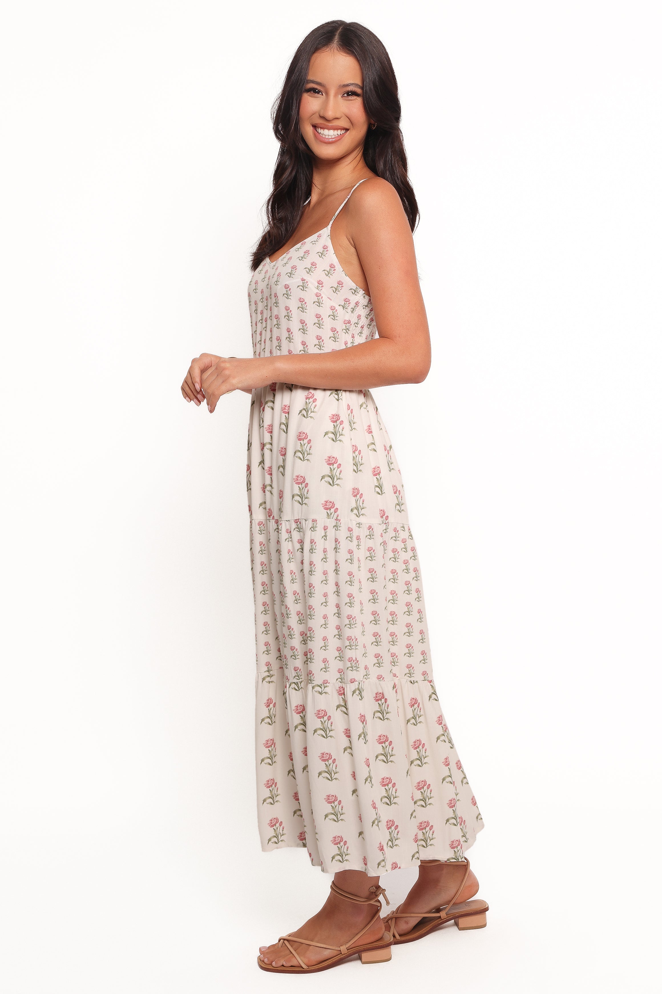 Petal and Pup USA DRESSES Echo Midi Dress - White/Pink