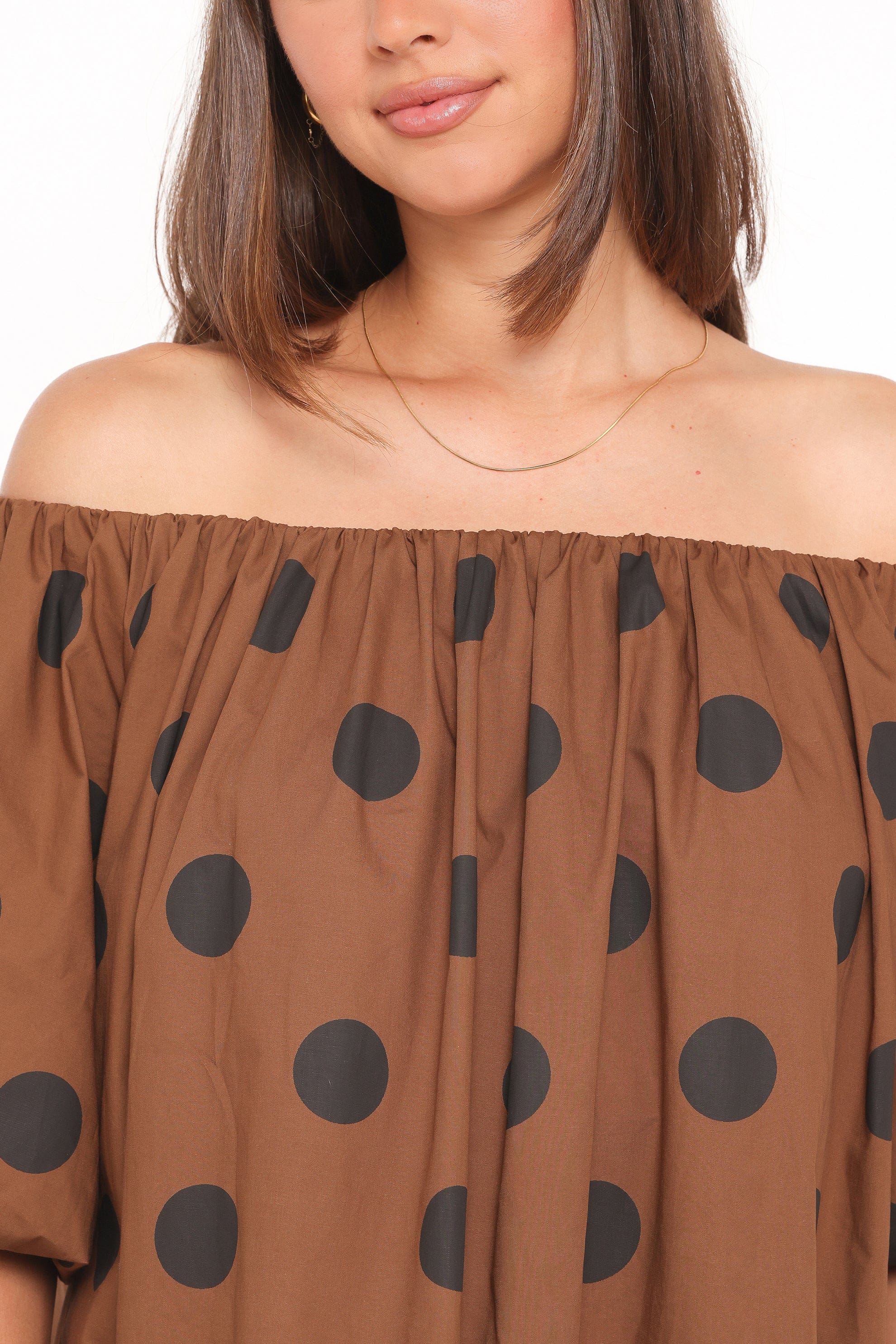 Petal and Pup USA DRESSES Eddie Mini Dress - Brown Polka Dot