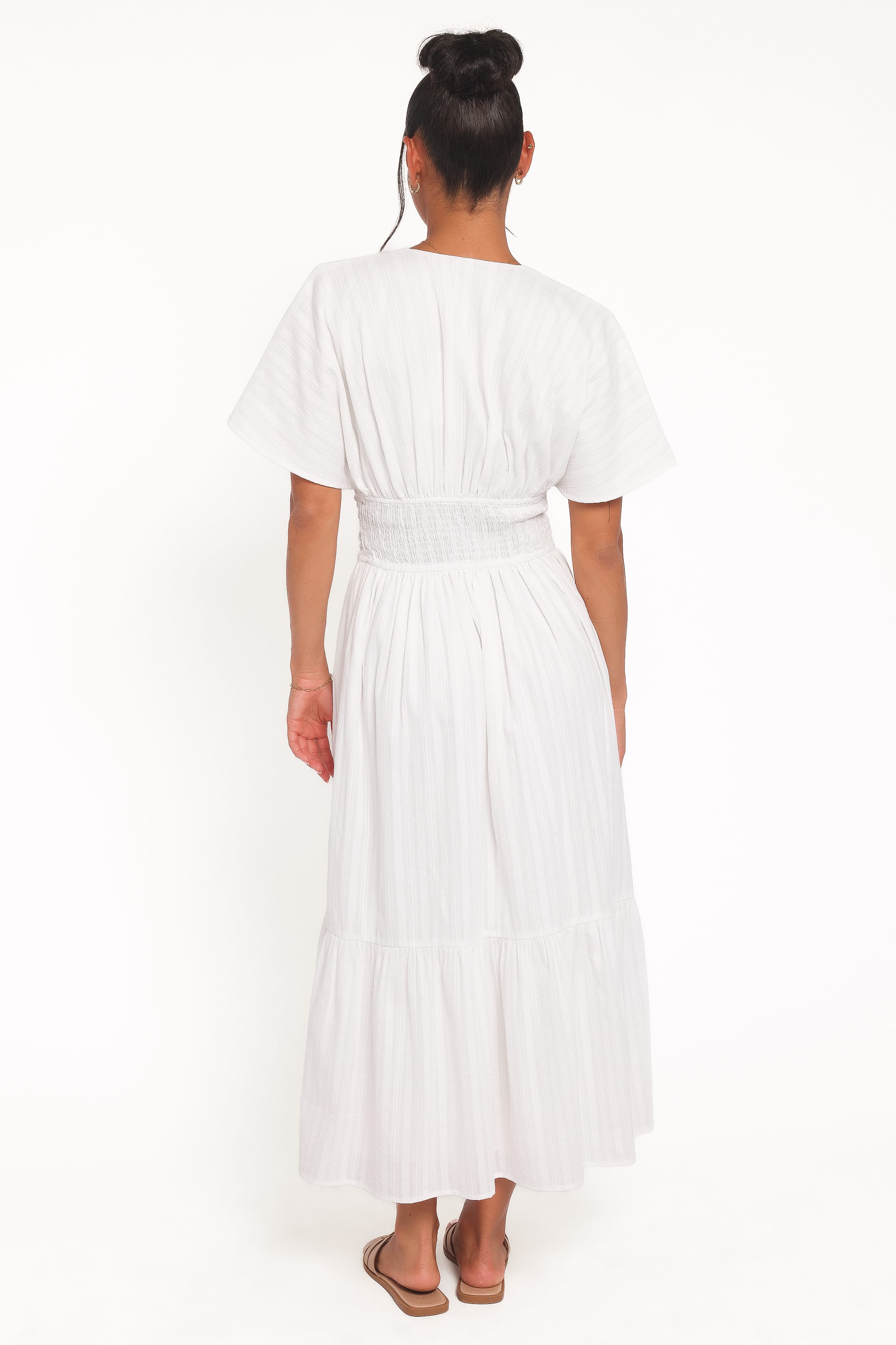 Petal and Pup USA DRESSES Edel Short Sleeve Maxi Dress - White