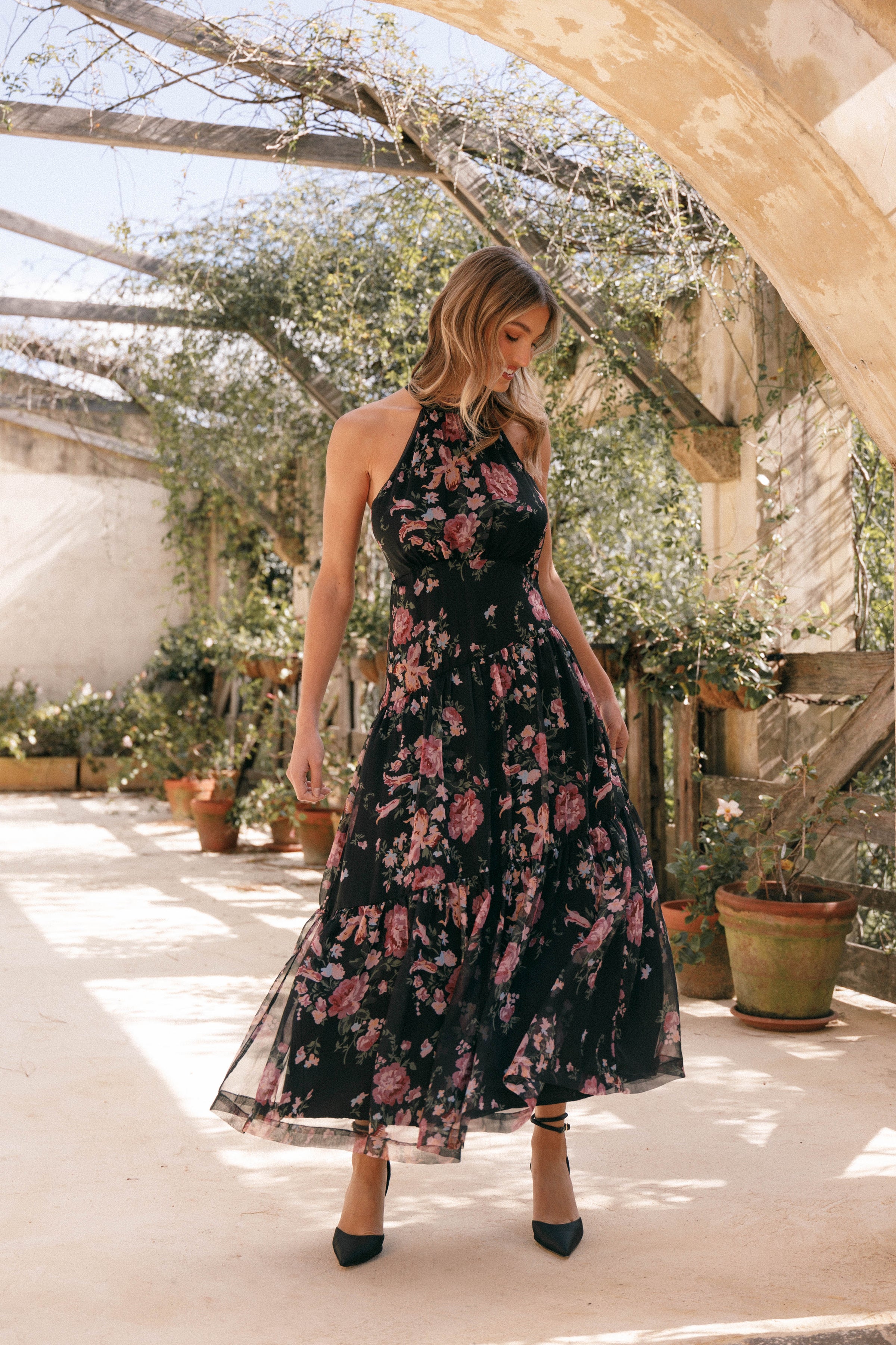 Petal and Pup USA DRESSES Eden Maxi Dress - Black Floral