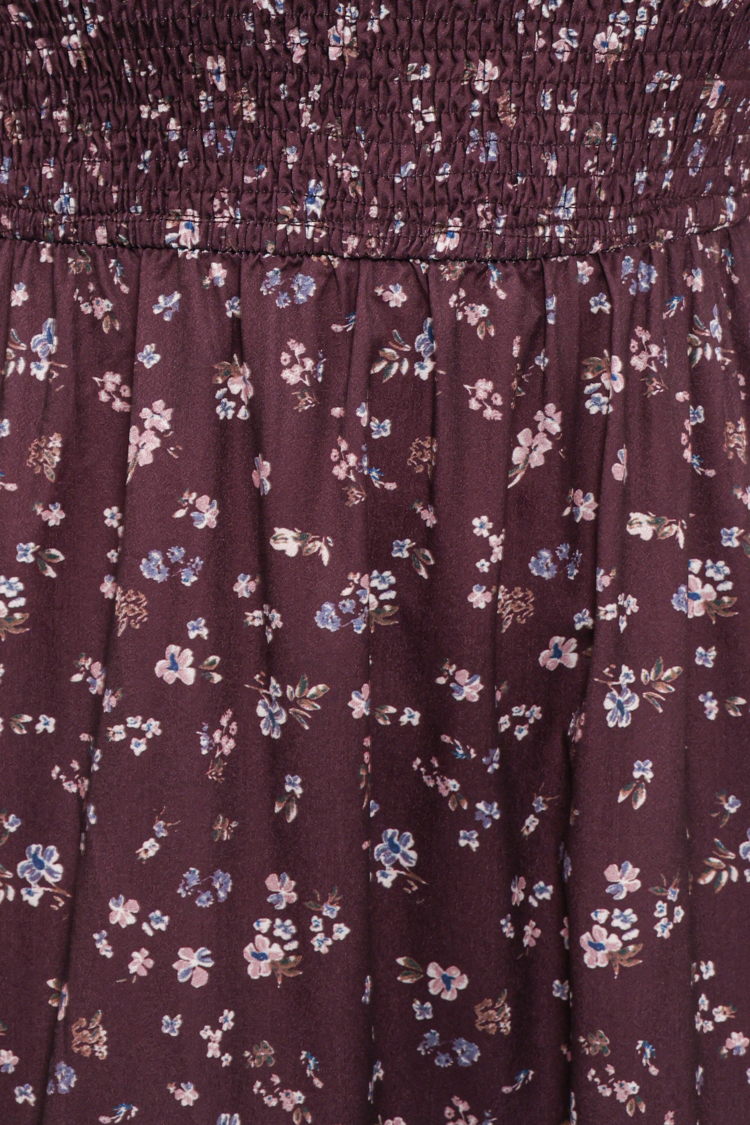 Petal and Pup USA DRESSES Edwina Shirred Frill Long Sleeve Midi Dress - Plum Floral