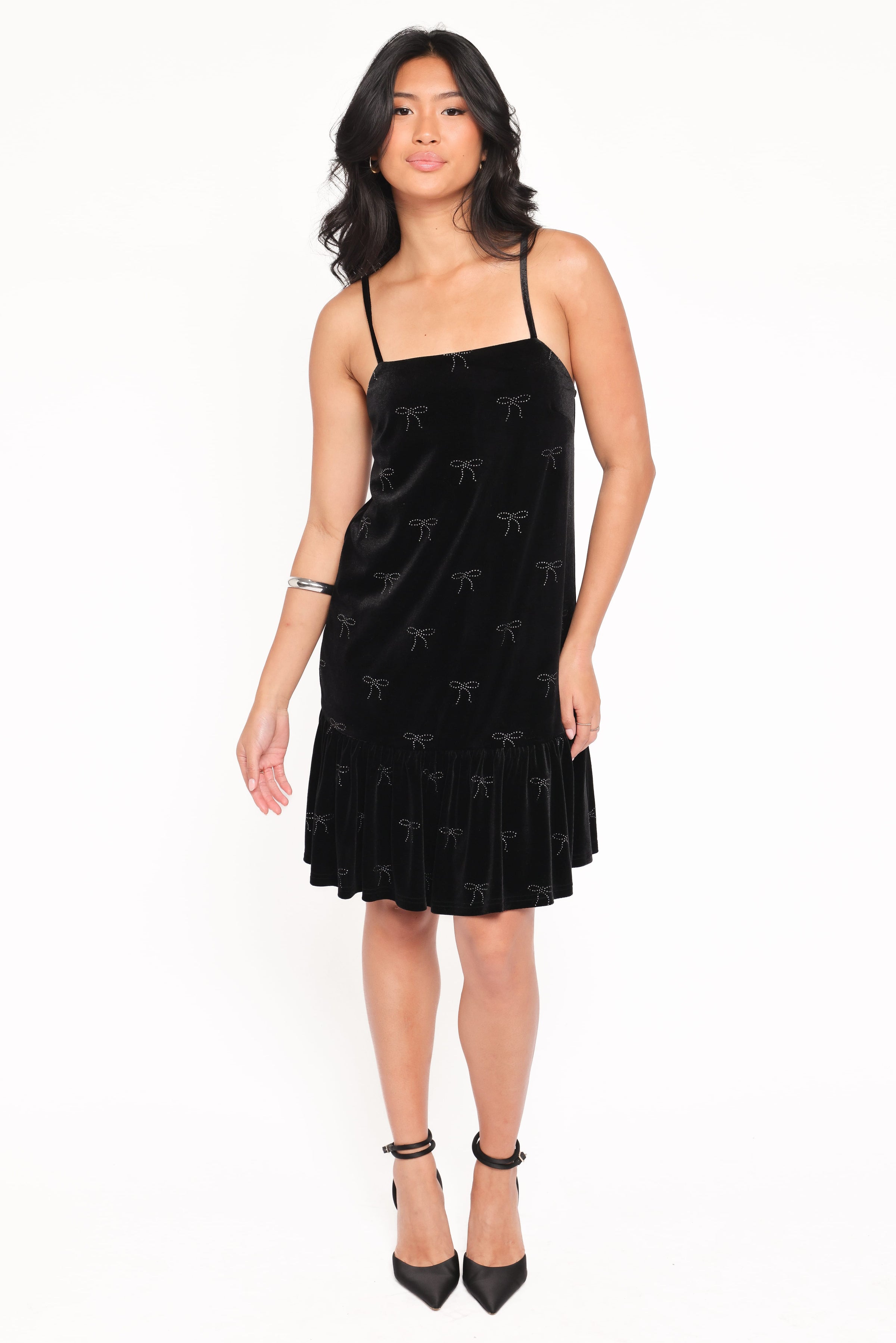 Petal and Pup USA DRESSES Eileen Mini Dress - Black Velvet