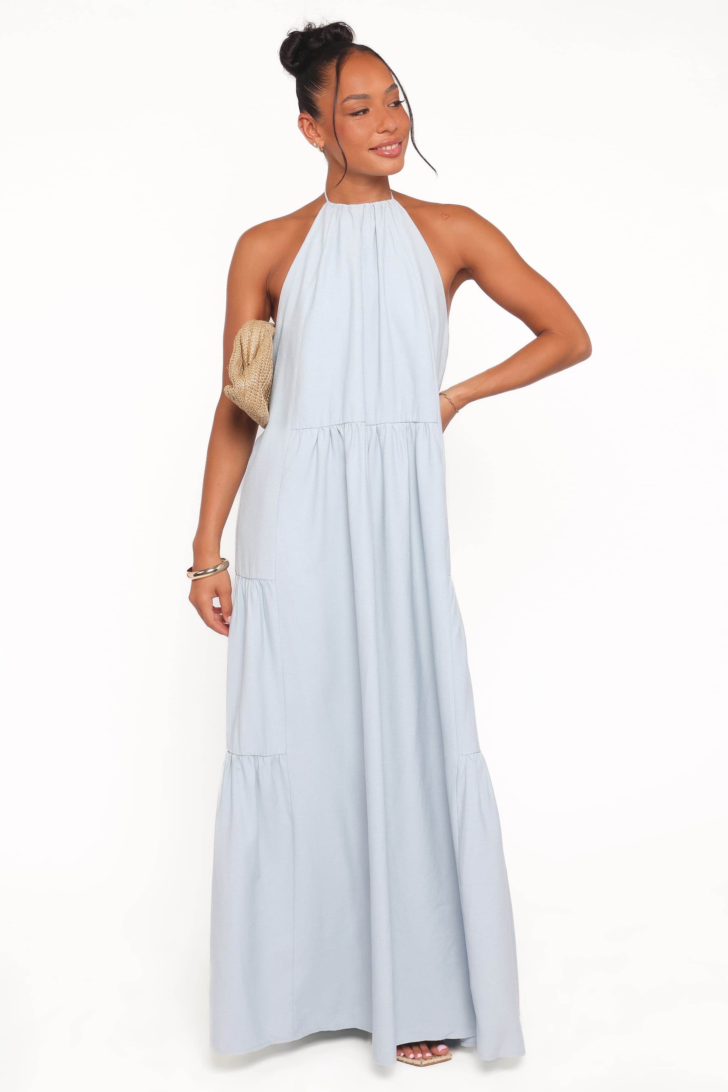 Petal and Pup USA DRESSES Eimear Halterneck Maxi Dress - Blue