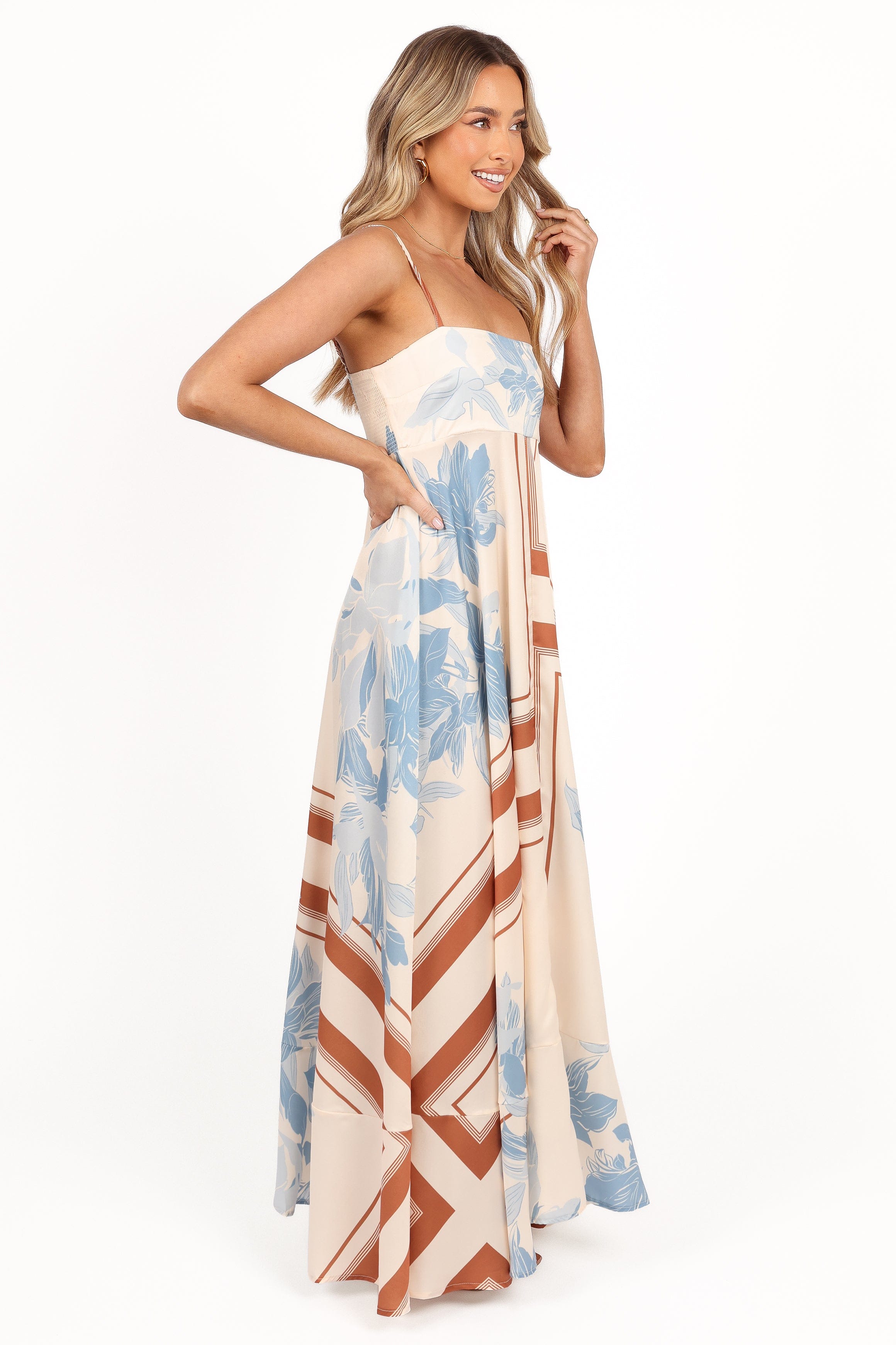 Petal and Pup USA DRESSES Elanor Maxi Dress - Pale Blue Print