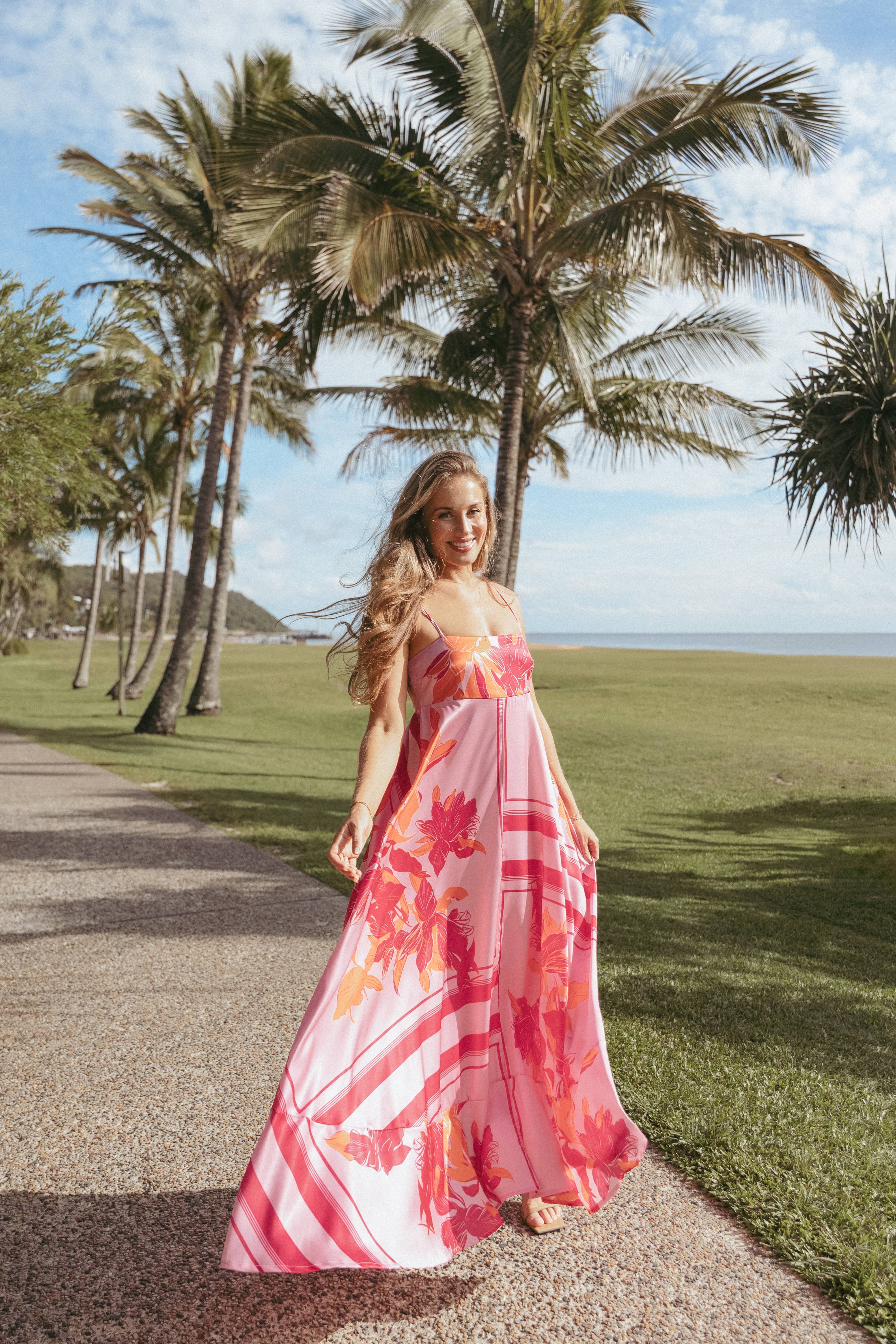 Petal and Pup USA DRESSES Elanor Maxi Dress - Pink/Orange