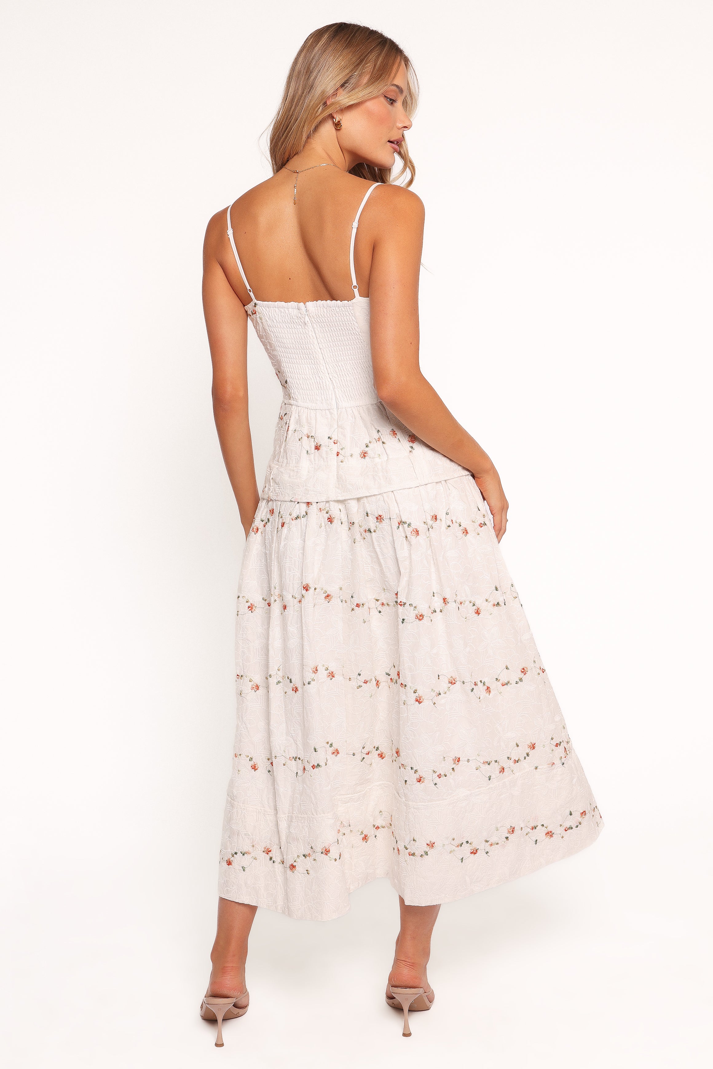 Petal and Pup USA DRESSES Eleanora Midi Dress - White Floral