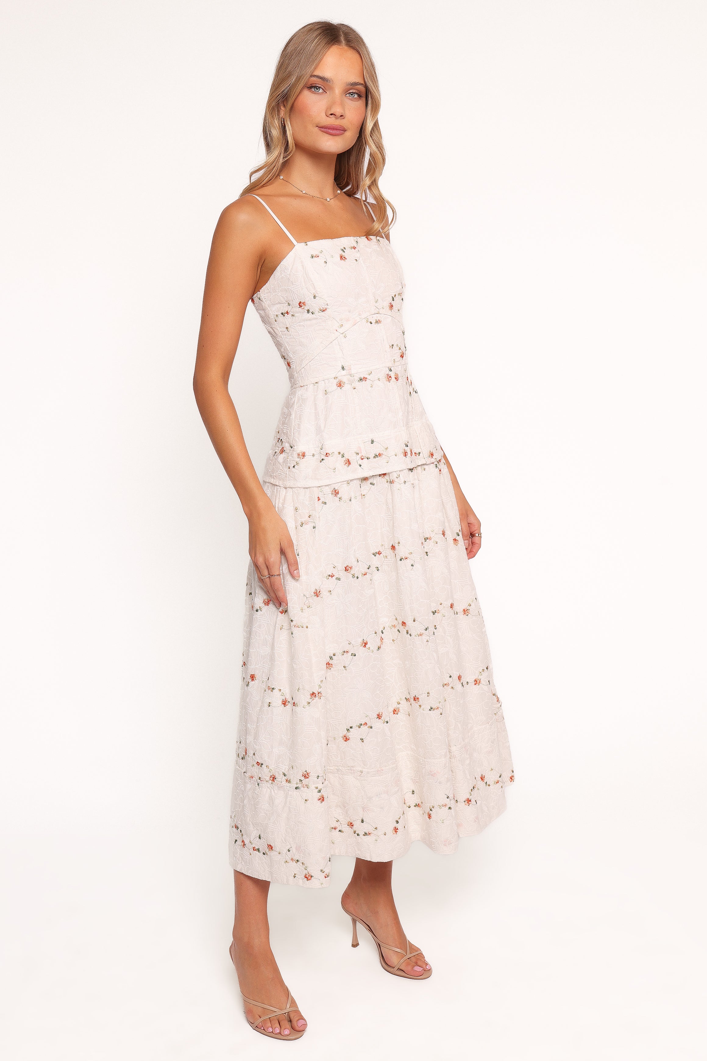 Petal and Pup USA DRESSES Eleanora Midi Dress - White Floral