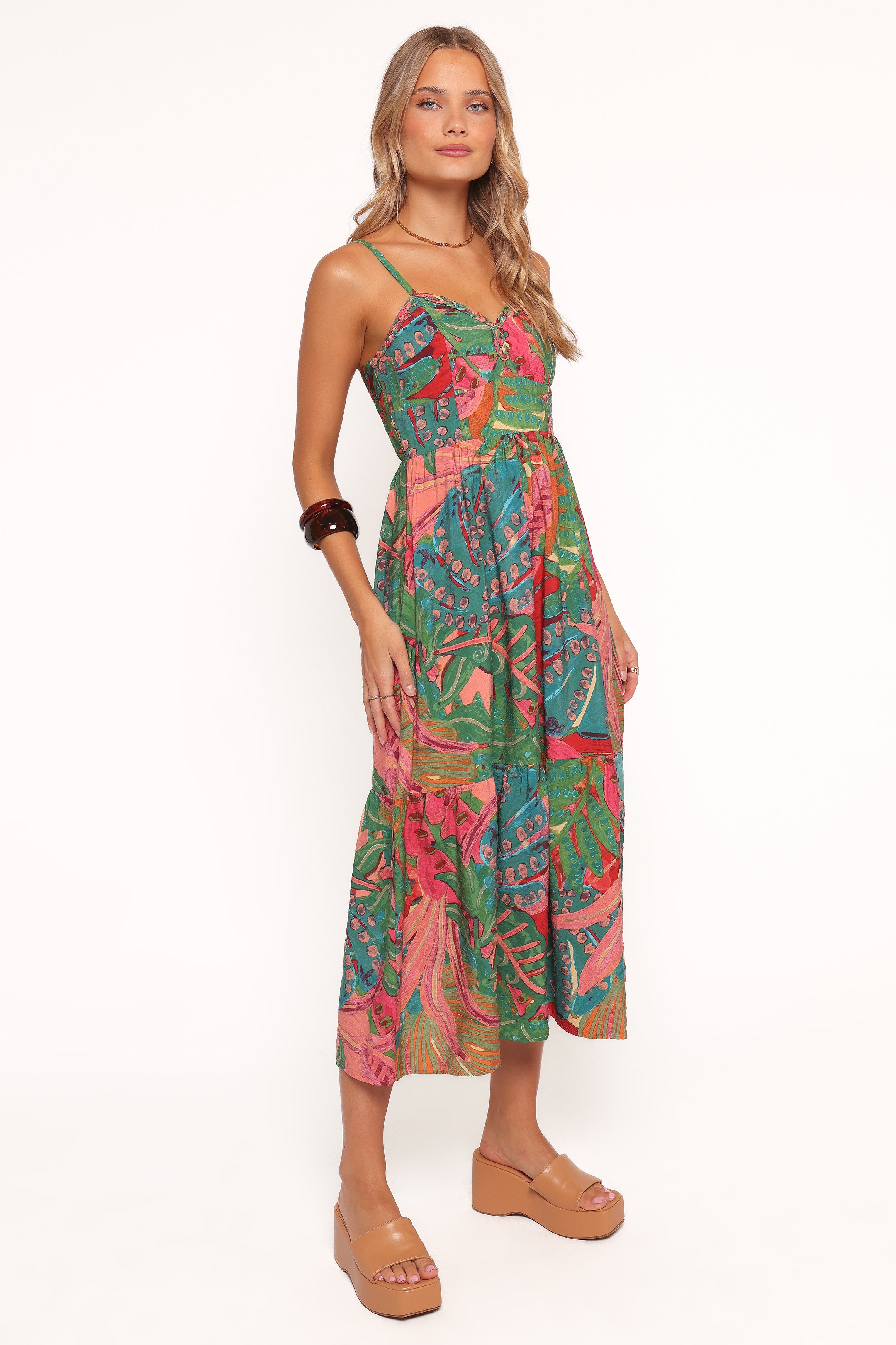 Petal and Pup USA DRESSES Eleonora Midi Dress - Calypso Coral