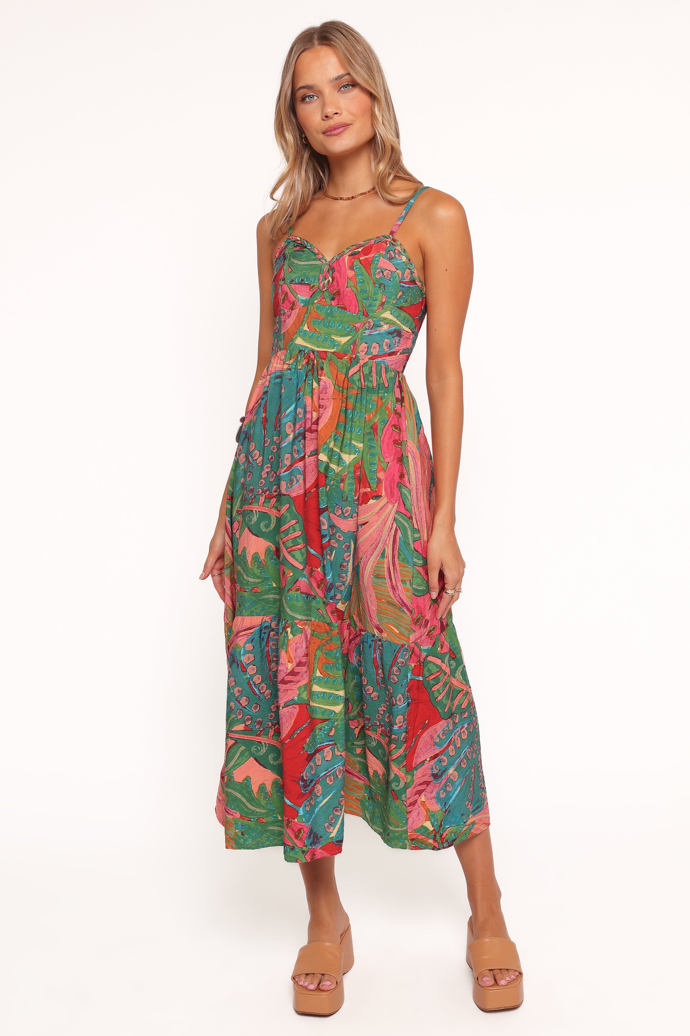 Petal and Pup USA DRESSES Eleonora Midi Dress - Calypso Coral