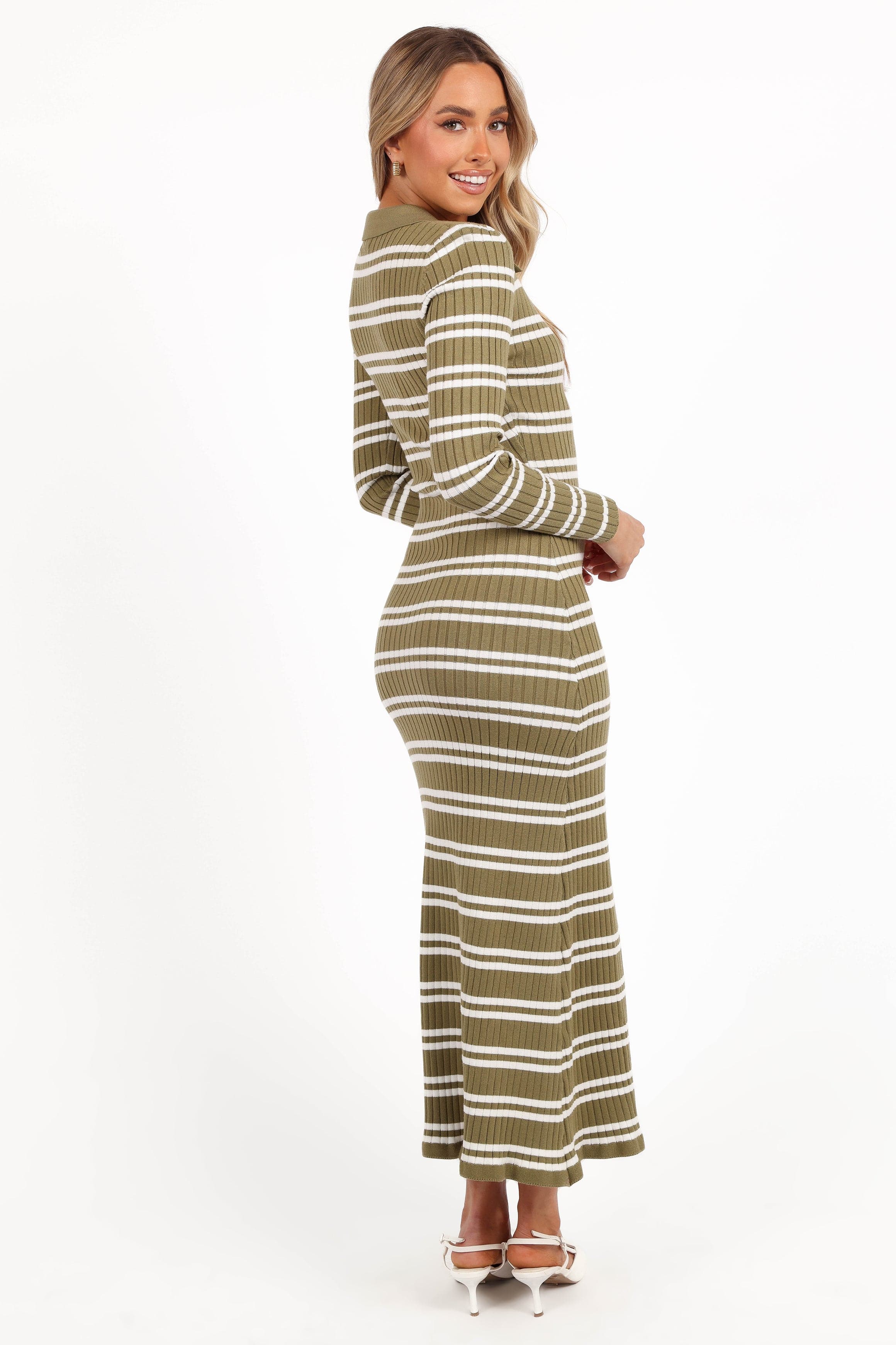 Petal and Pup USA DRESSES Eliana Long Sleeve Midi Dress - Olive