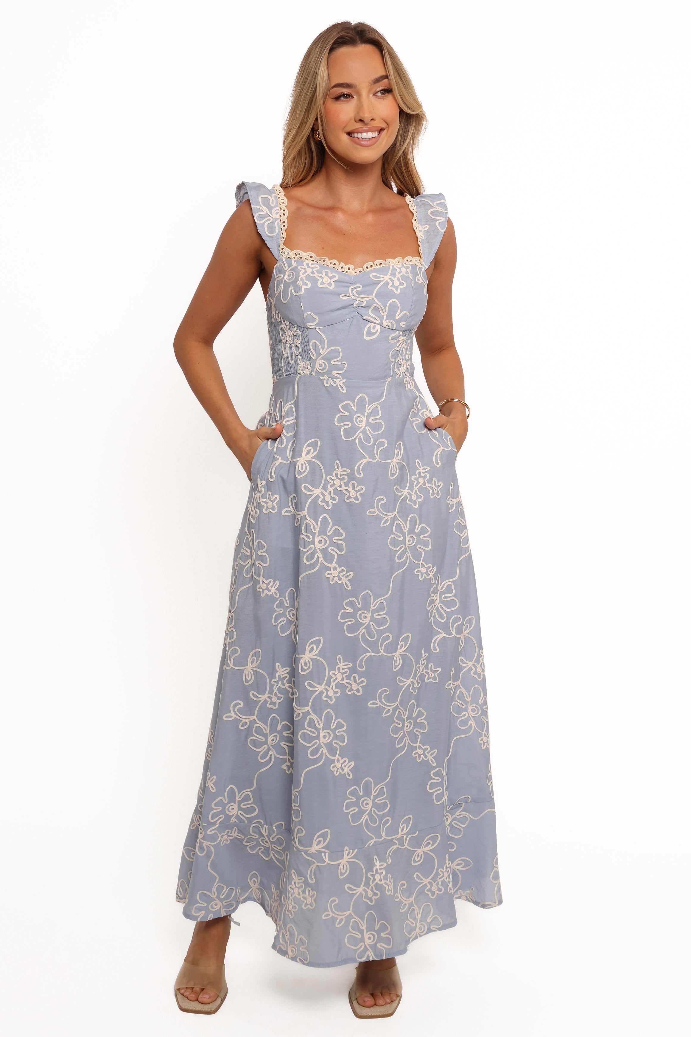 Petal and Pup USA DRESSES Ellise Midi Dress - Blue