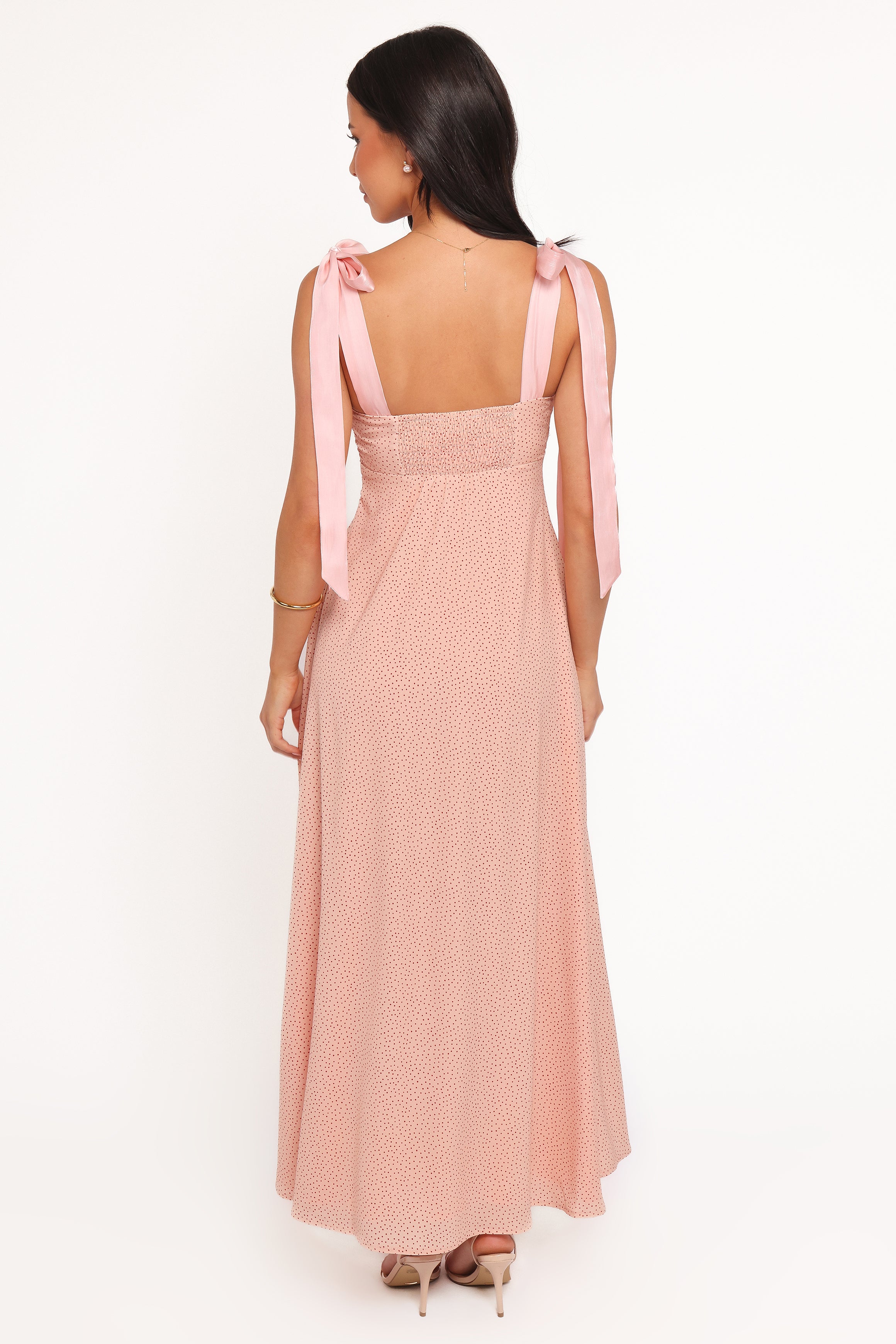 Petal and Pup USA DRESSES Ellody Maxi Dress - Peach Polka Dot
