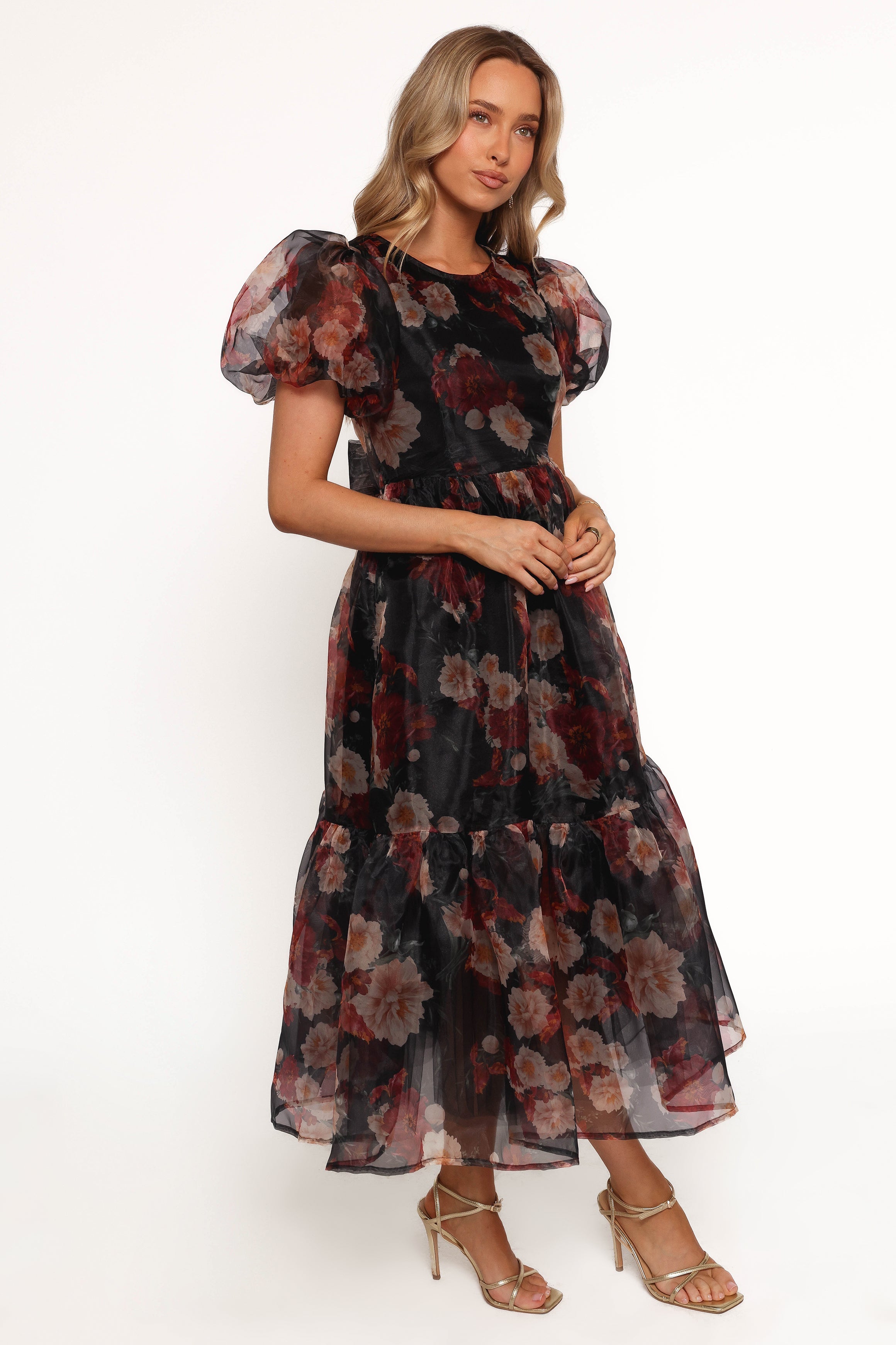 Petal and Pup USA DRESSES Elspeth Midi Dress - Black Floral