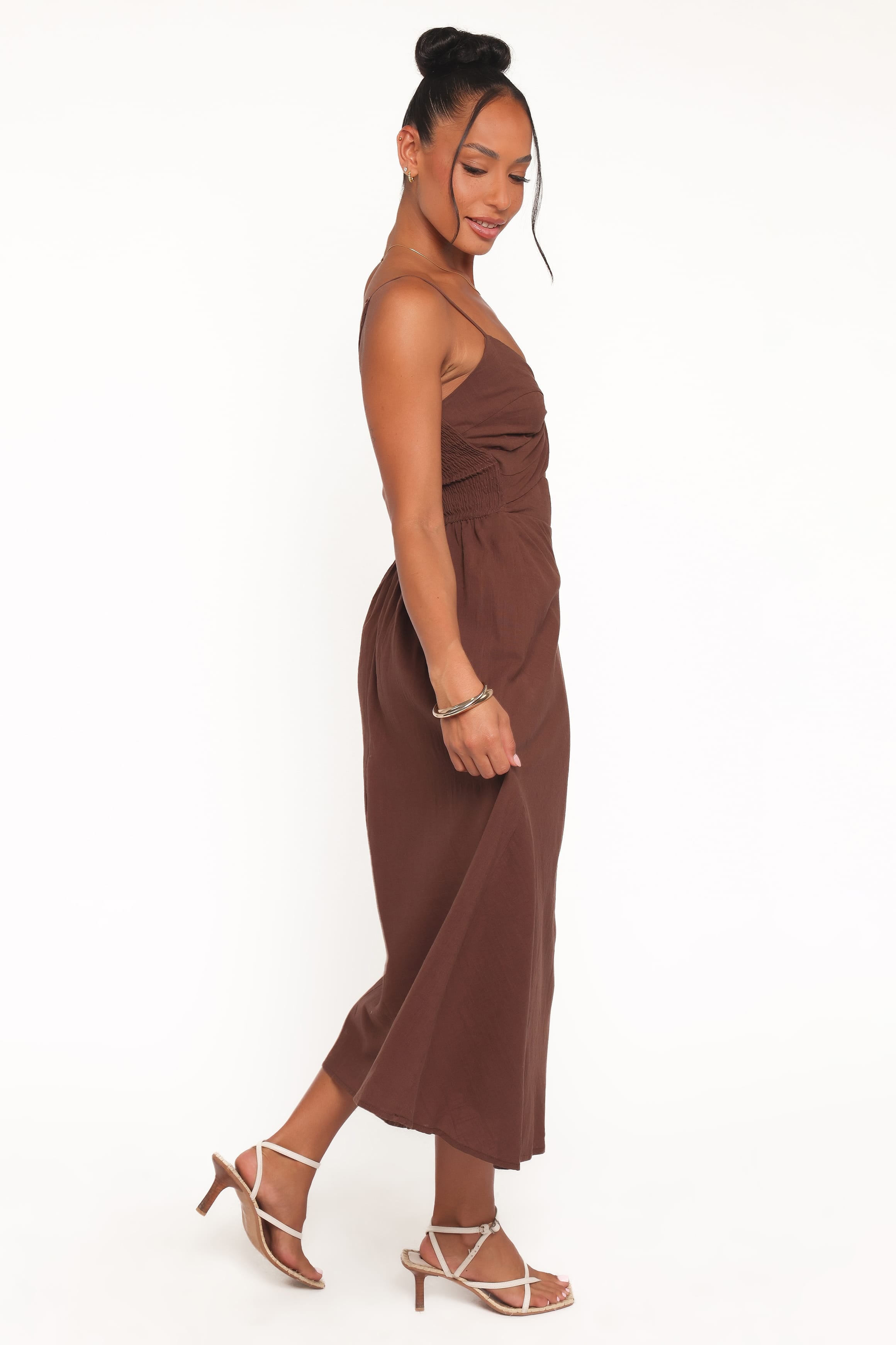 Petal and Pup USA DRESSES Elvina Midi Dress - Brown