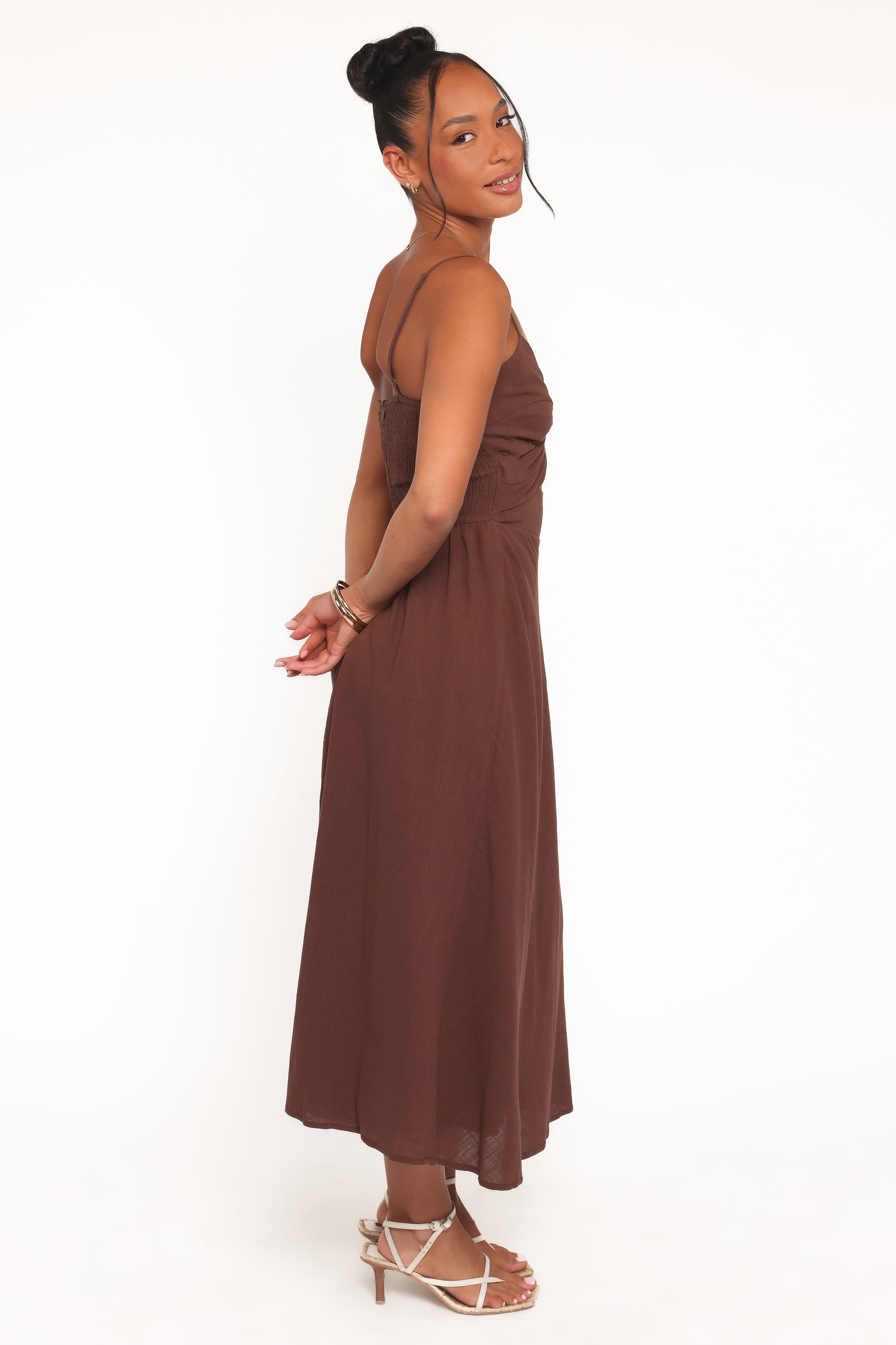 Petal and Pup USA DRESSES Elvina Midi Dress - Brown