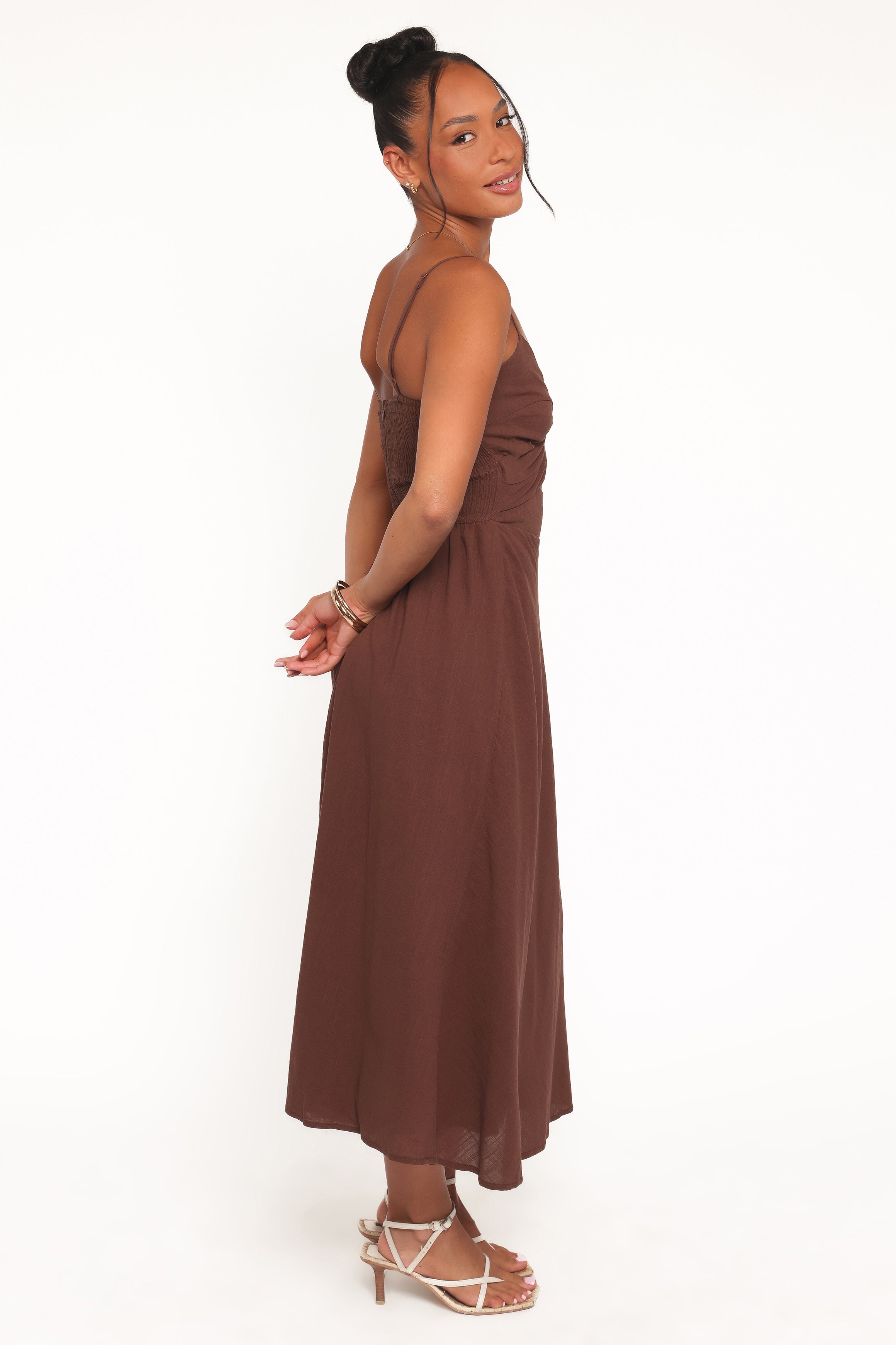 Petal and Pup USA DRESSES Elvina Midi Dress - Brown