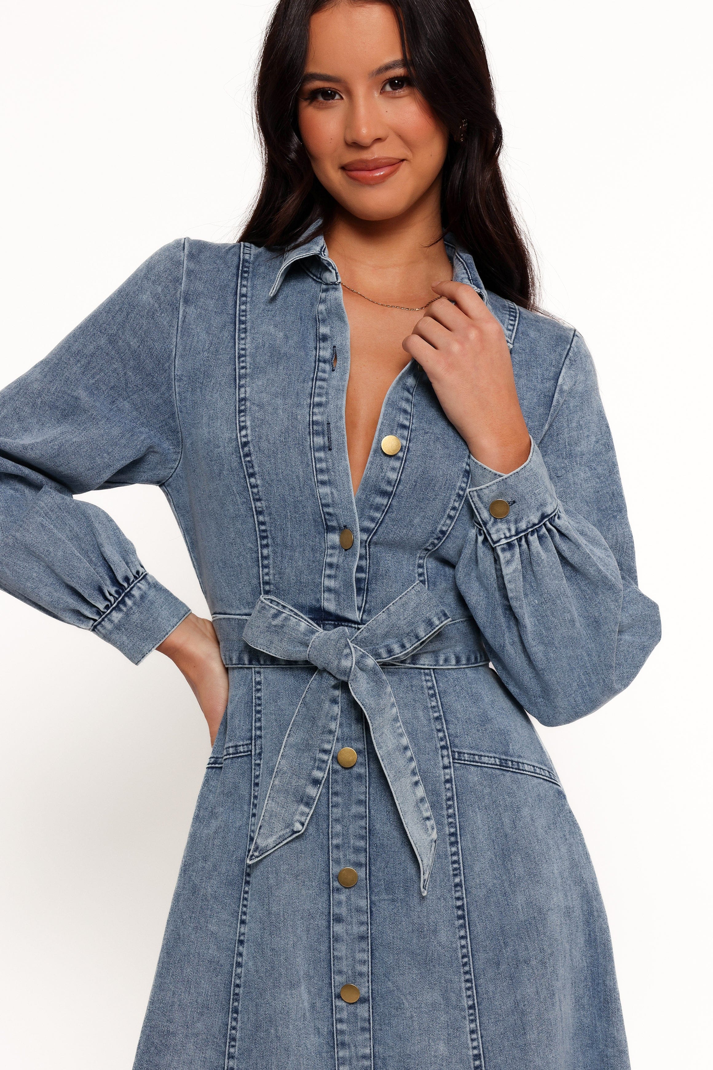 Petal and Pup USA DRESSES Emberly Long Sleeve Maxi Dress - Denim
