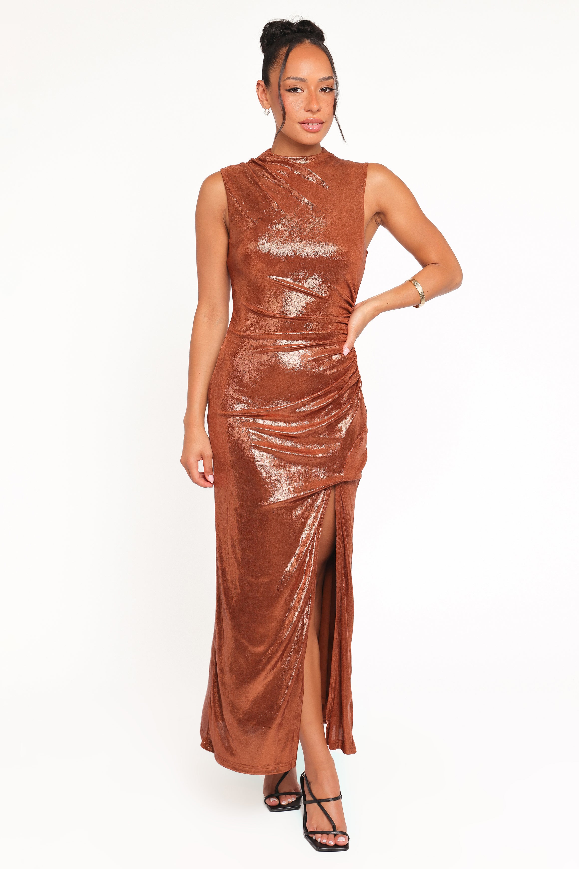Petal and Pup USA DRESSES Emerie Sleeveless Metallic Maxi - Bronze