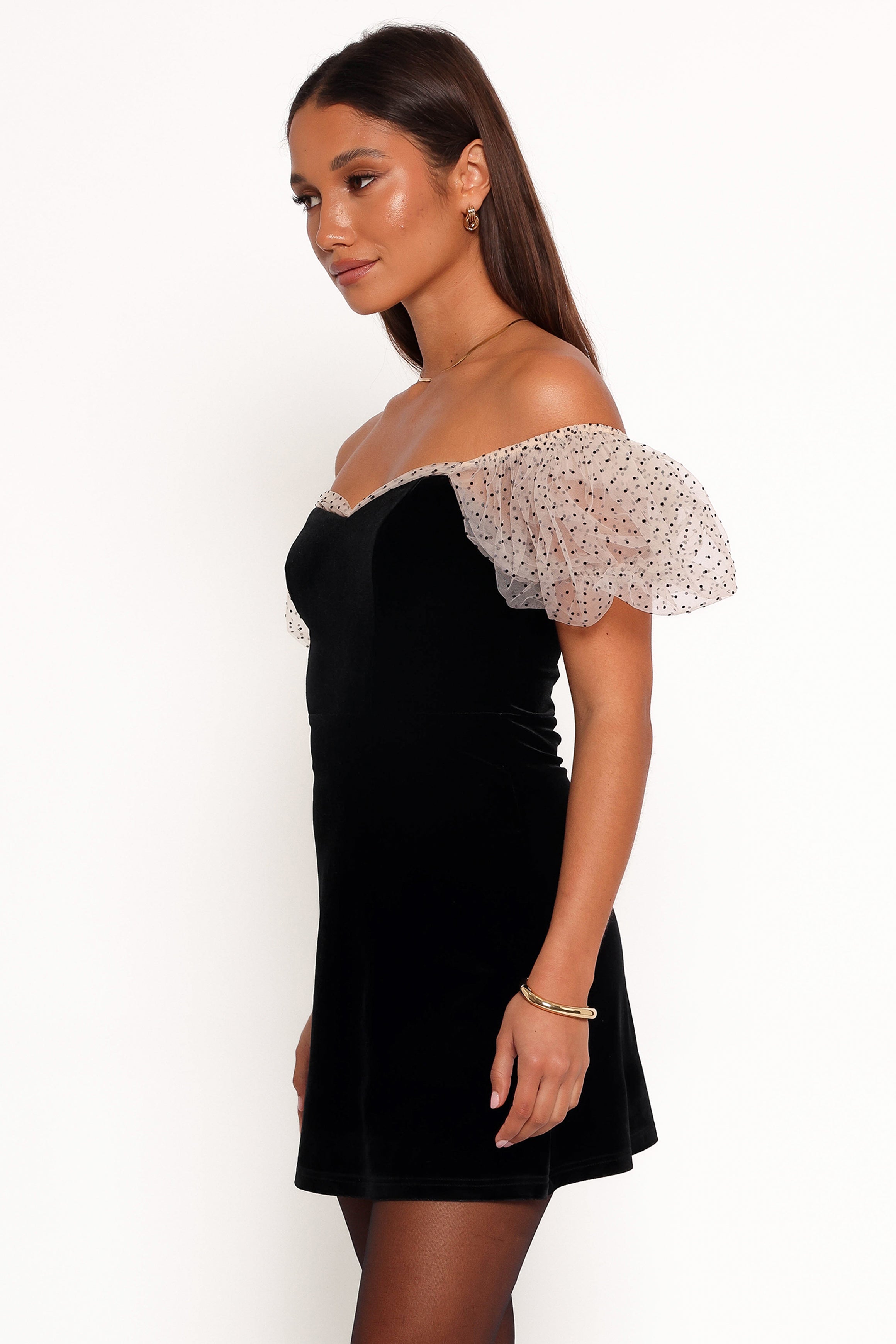 Petal and Pup USA DRESSES Ennette Velvet Mini Dress - Black