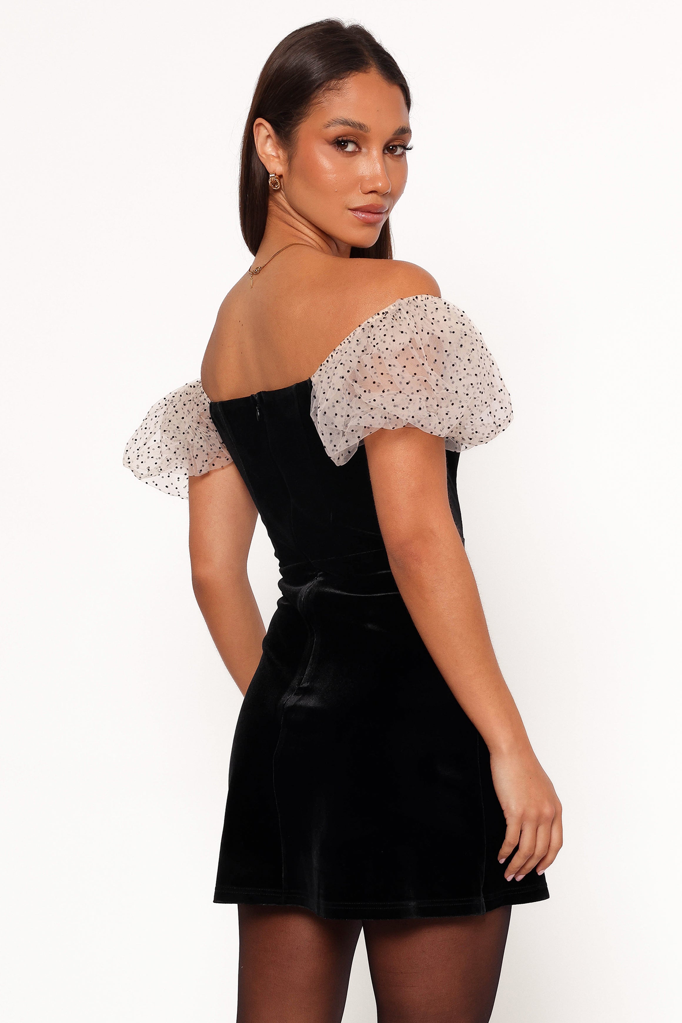 Petal and Pup USA DRESSES Ennette Velvet Mini Dress - Black (Hold for Rack)