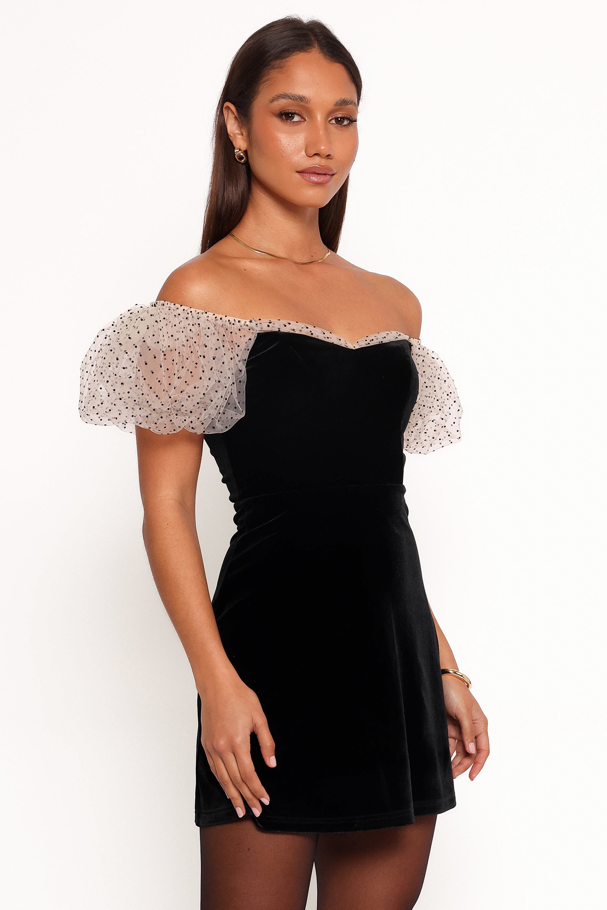 Petal and Pup USA DRESSES Ennette Velvet Mini Dress - Black (Hold for Rack)