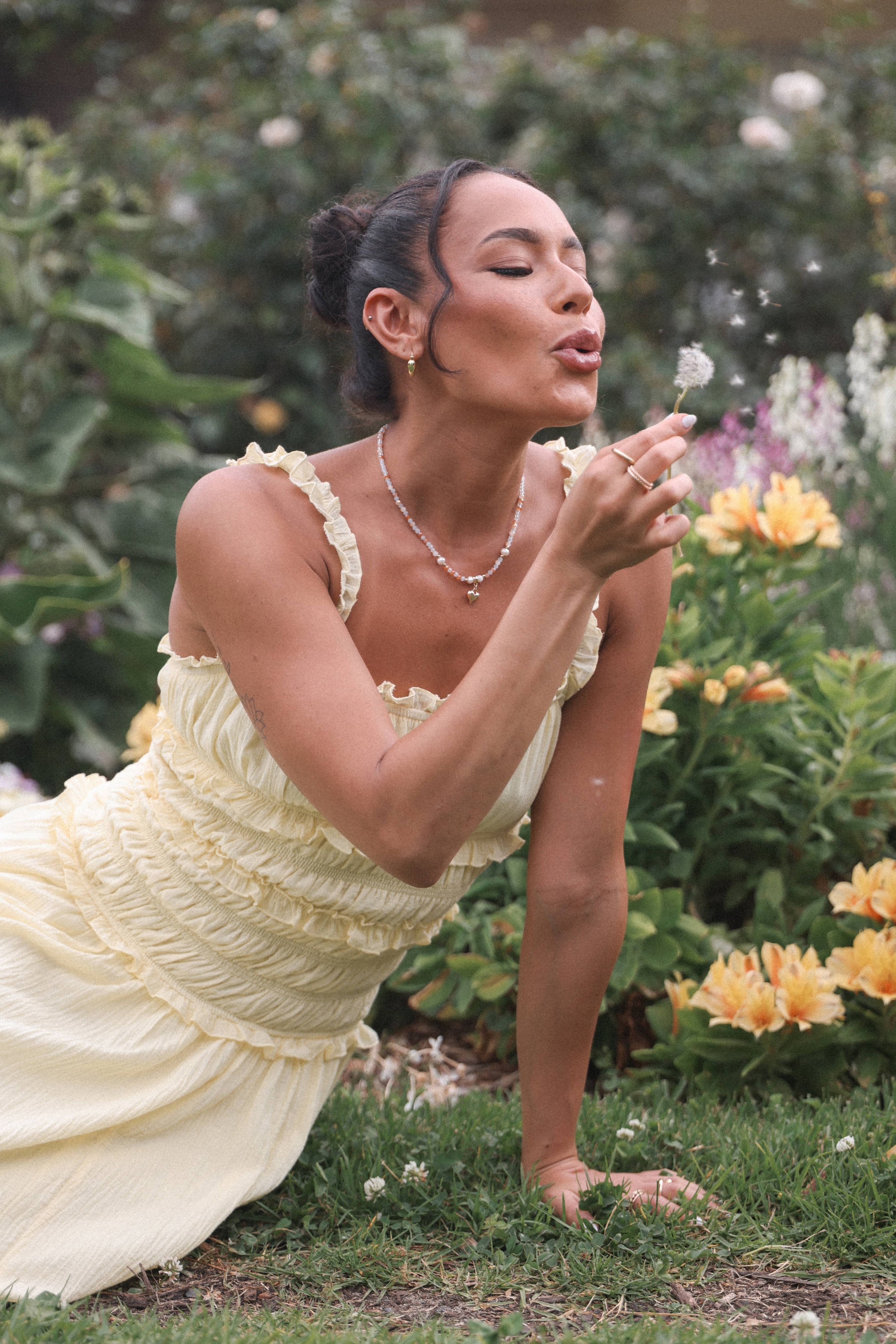 Petal and Pup USA DRESSES Enola Gather Midi Dress - Yellow