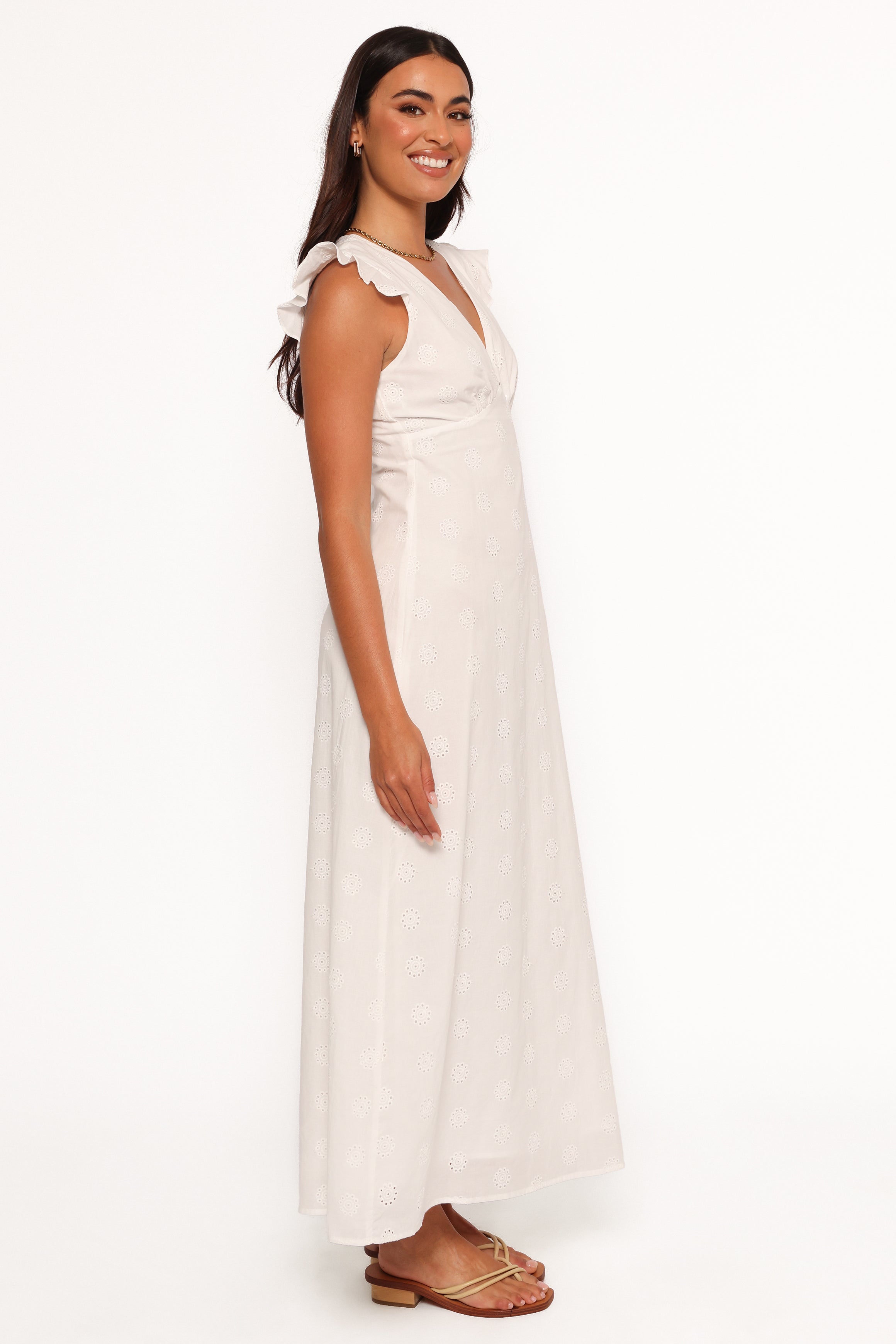 Petal and Pup USA DRESSES Ensley Flutter Sleeve Maxi Dress - White