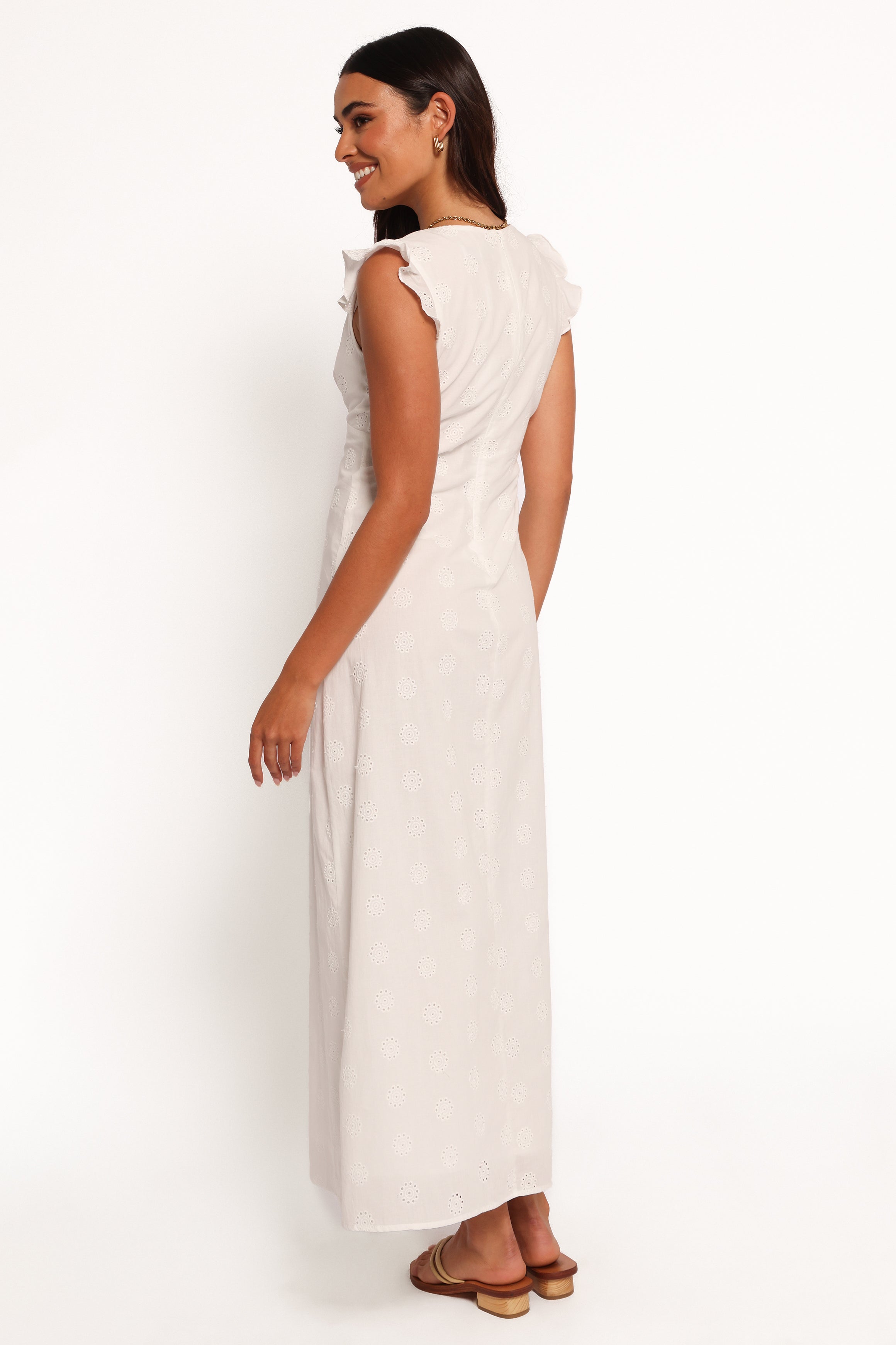 Petal and Pup USA DRESSES Ensley Flutter Sleeve Maxi Dress - White