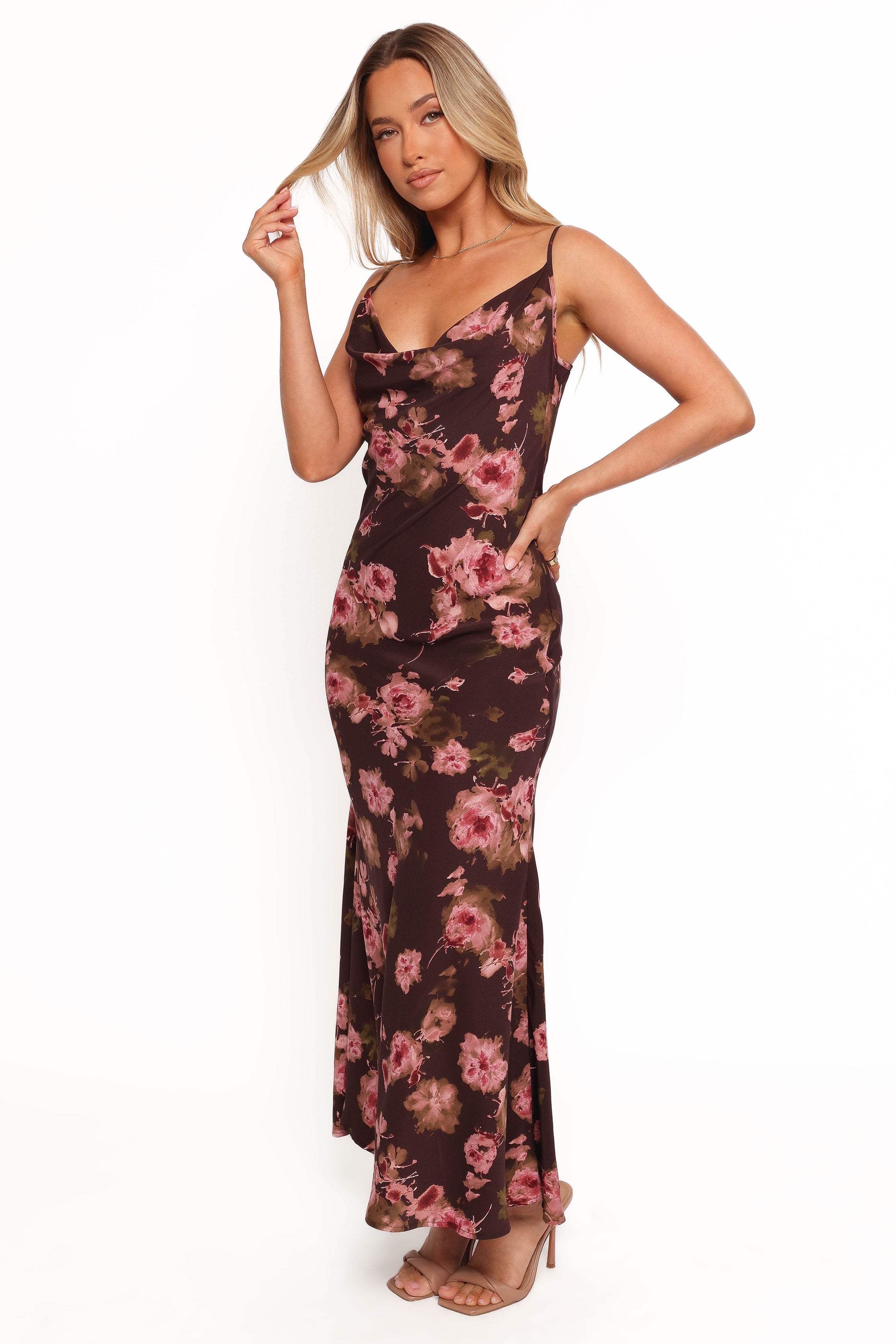 Petal and Pup USA DRESSES Enya Maxi Dress - Chocolate Floral