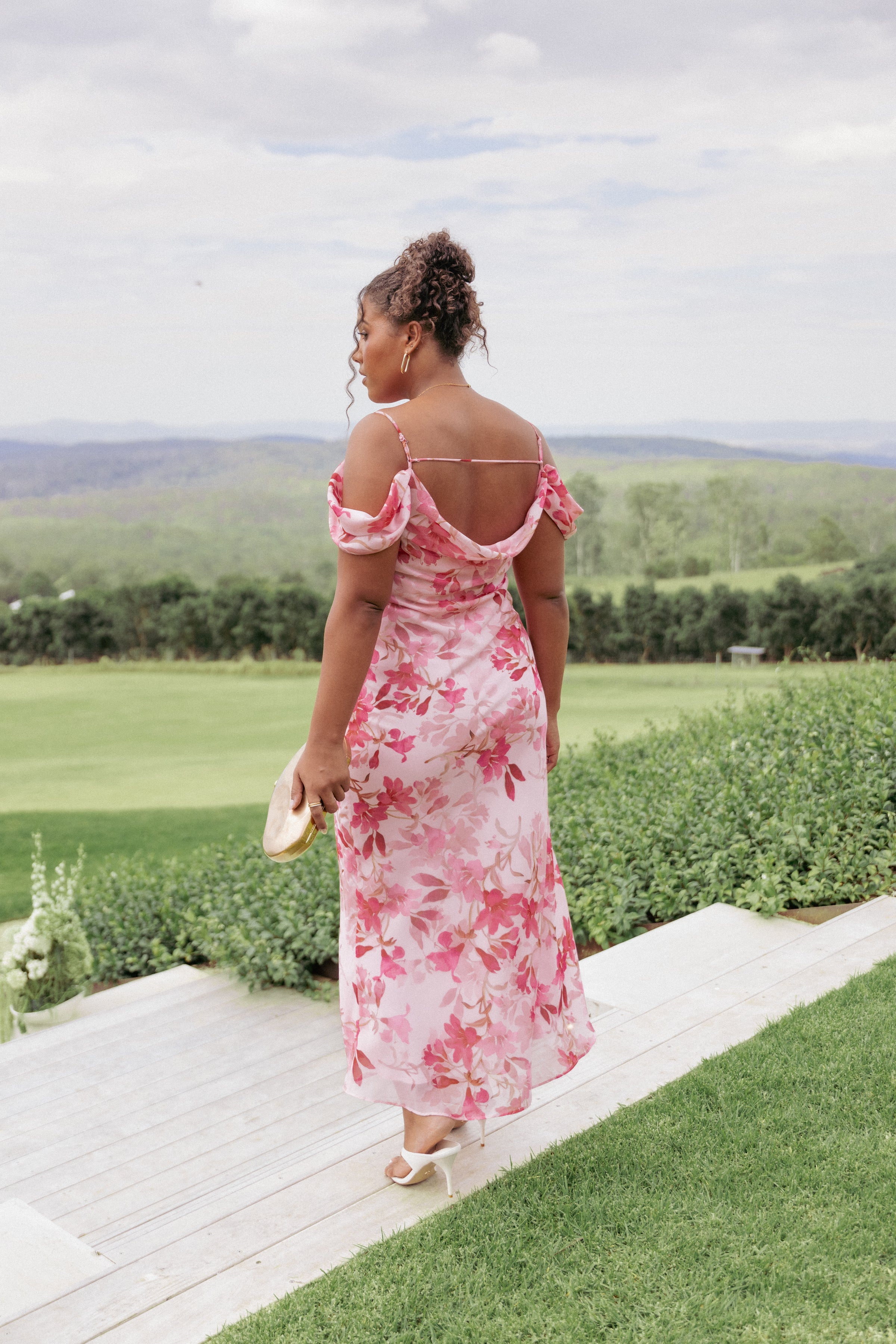 Petal and Pup USA DRESSES Esther Midi Dress - Pink Floral