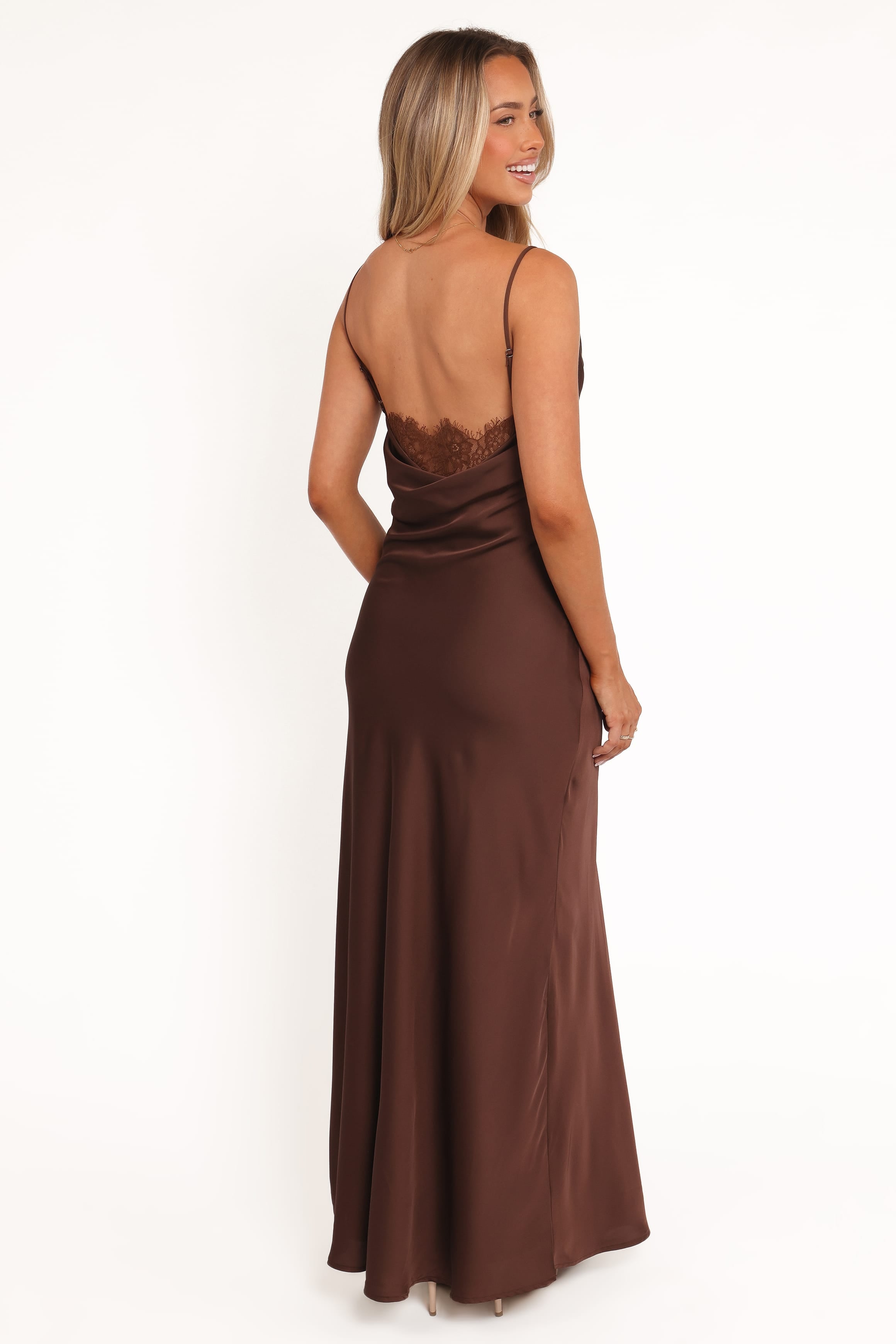 Petal and Pup USA DRESSES Evana Lace Maxi Dress - Brown