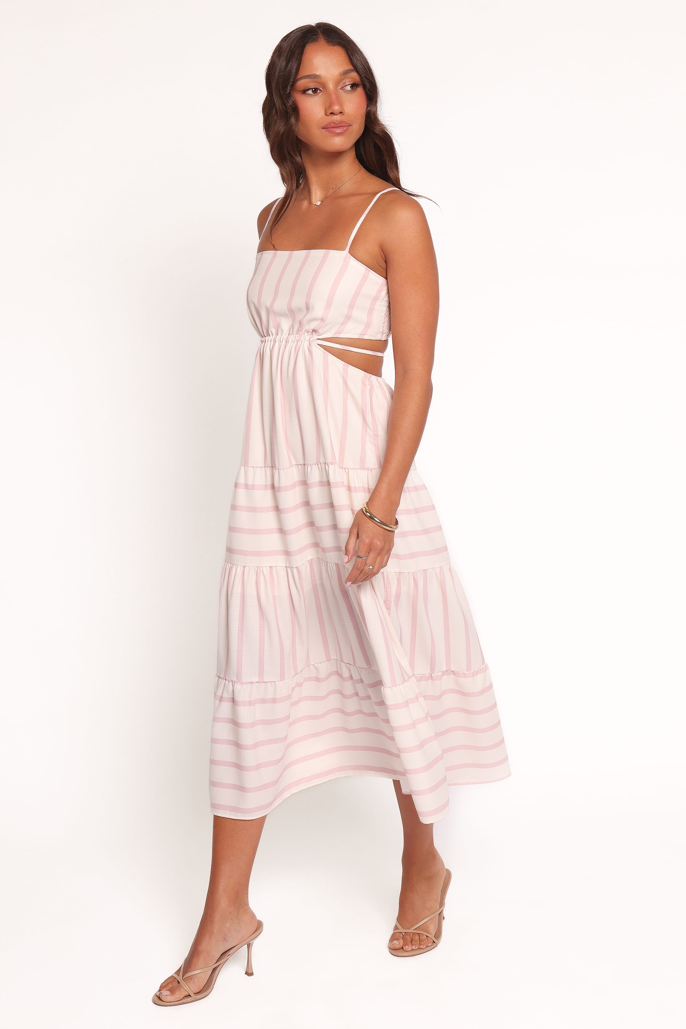 Petal and Pup USA DRESSES Evelin Midi Dress - Pink Stripe