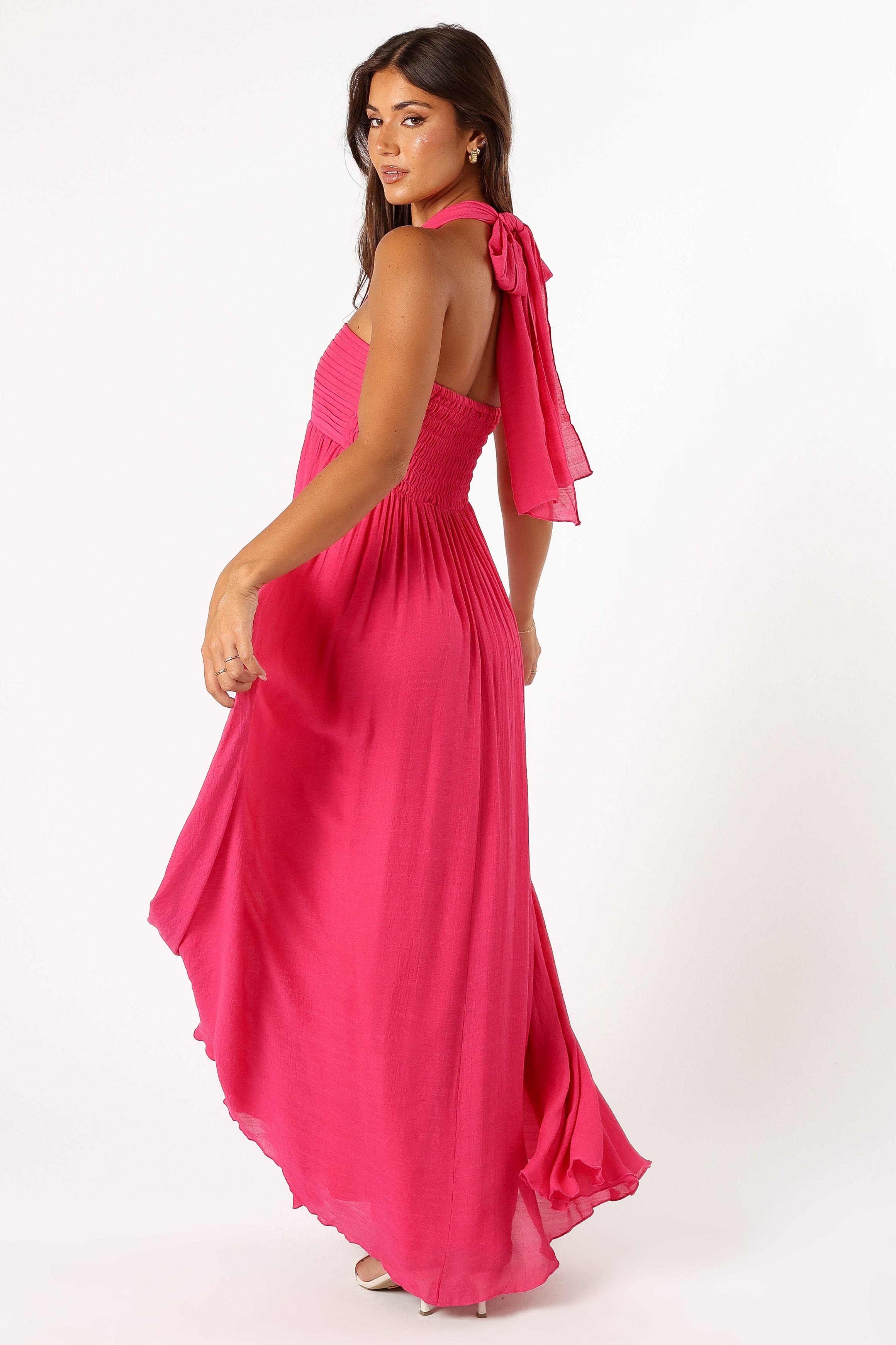 Petal and Pup USA DRESSES Everdeen Halterneck Maxi Dress - Fuchsia