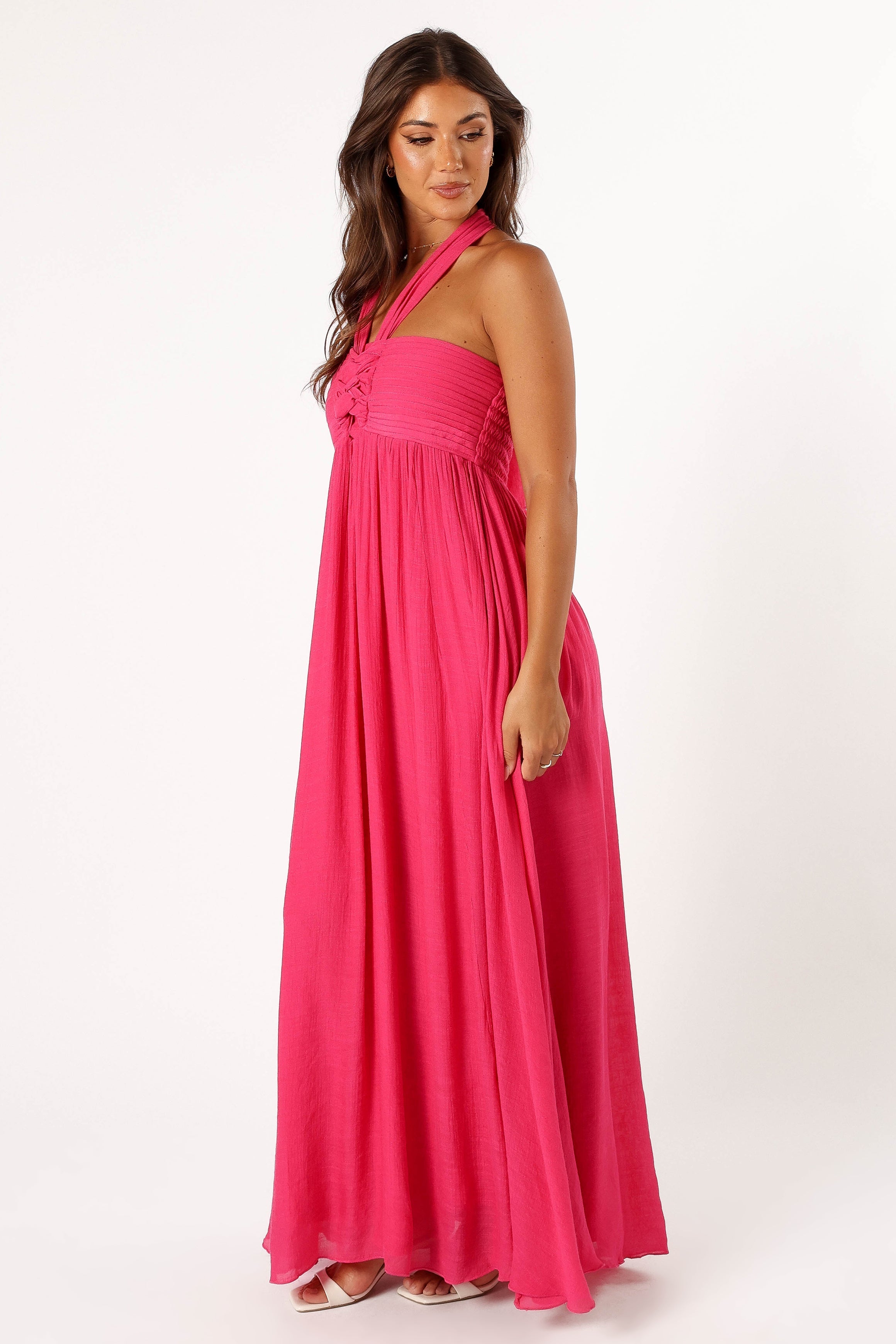 Petal and Pup USA DRESSES Everdeen Halterneck Maxi Dress - Fuchsia