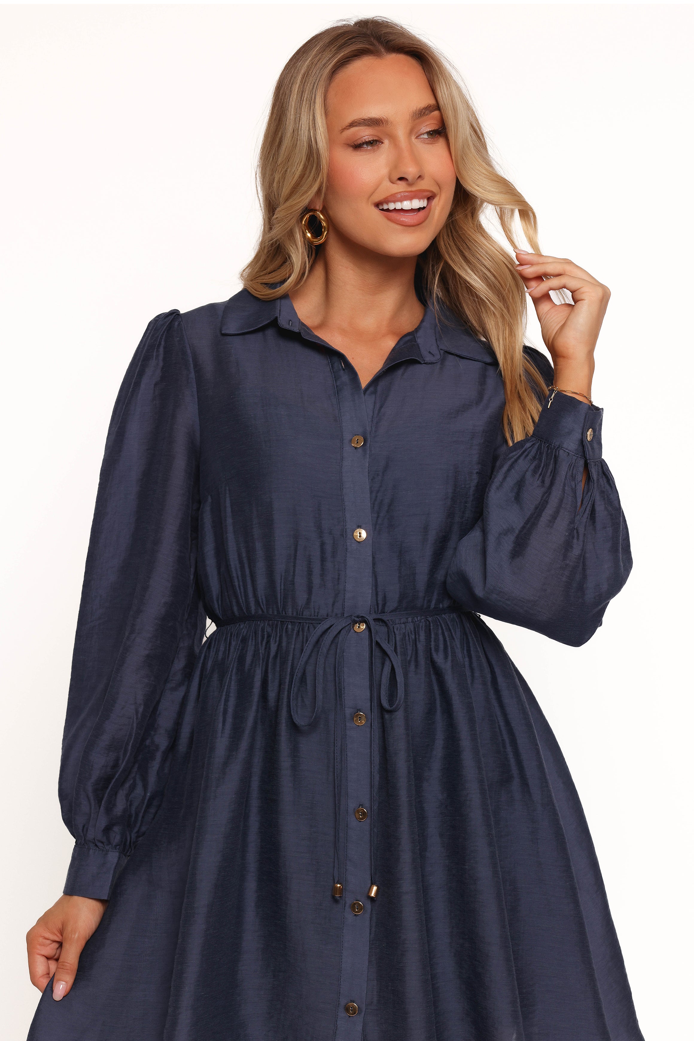 Petal and Pup USA DRESSES Everett Long Sleeve Mini Dress - Navy