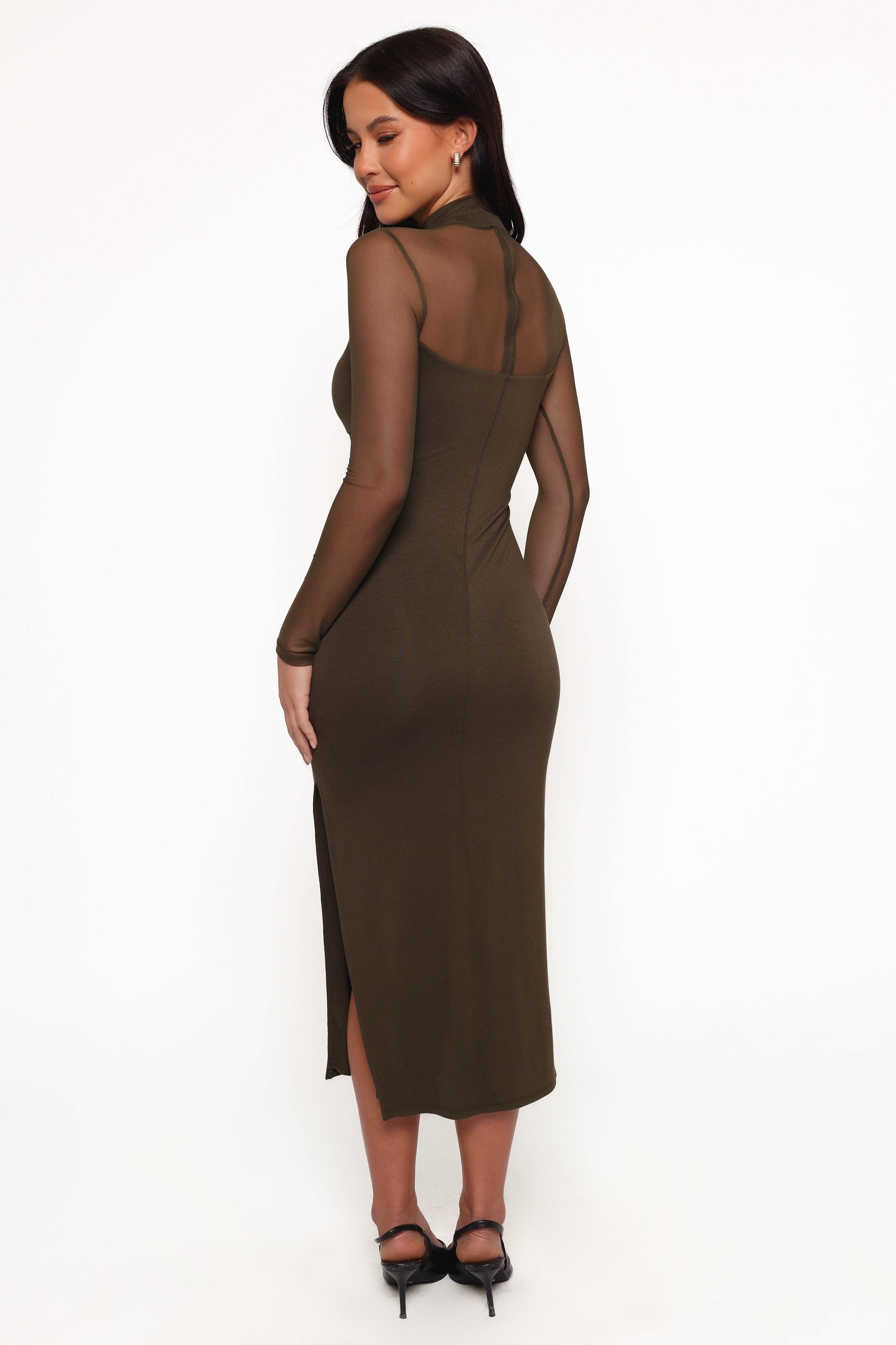 Petal and Pup USA DRESSES Farrow Long Sleeve Midi Dress - Olive