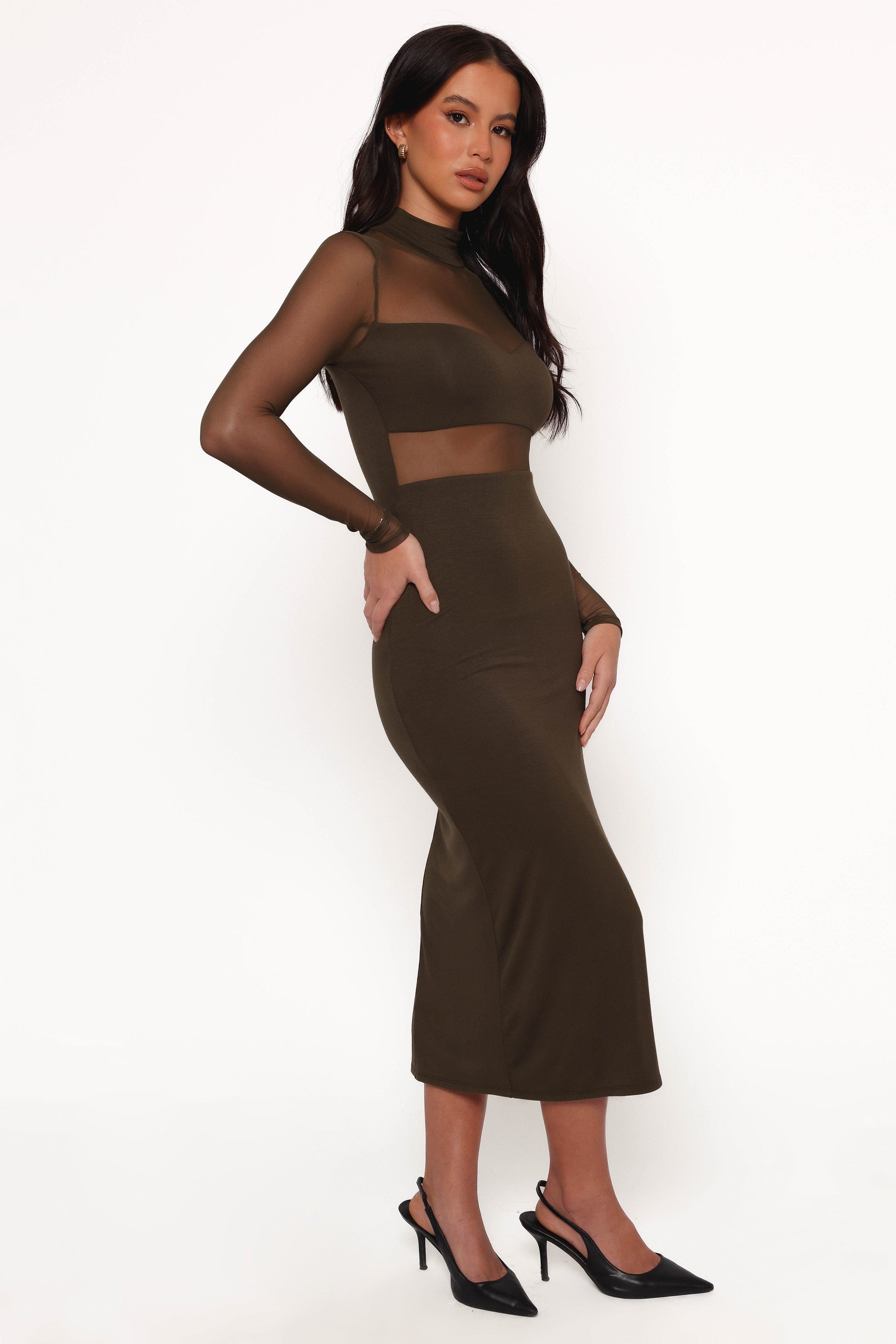 Petal and Pup USA DRESSES Farrow Long Sleeve Midi Dress - Olive
