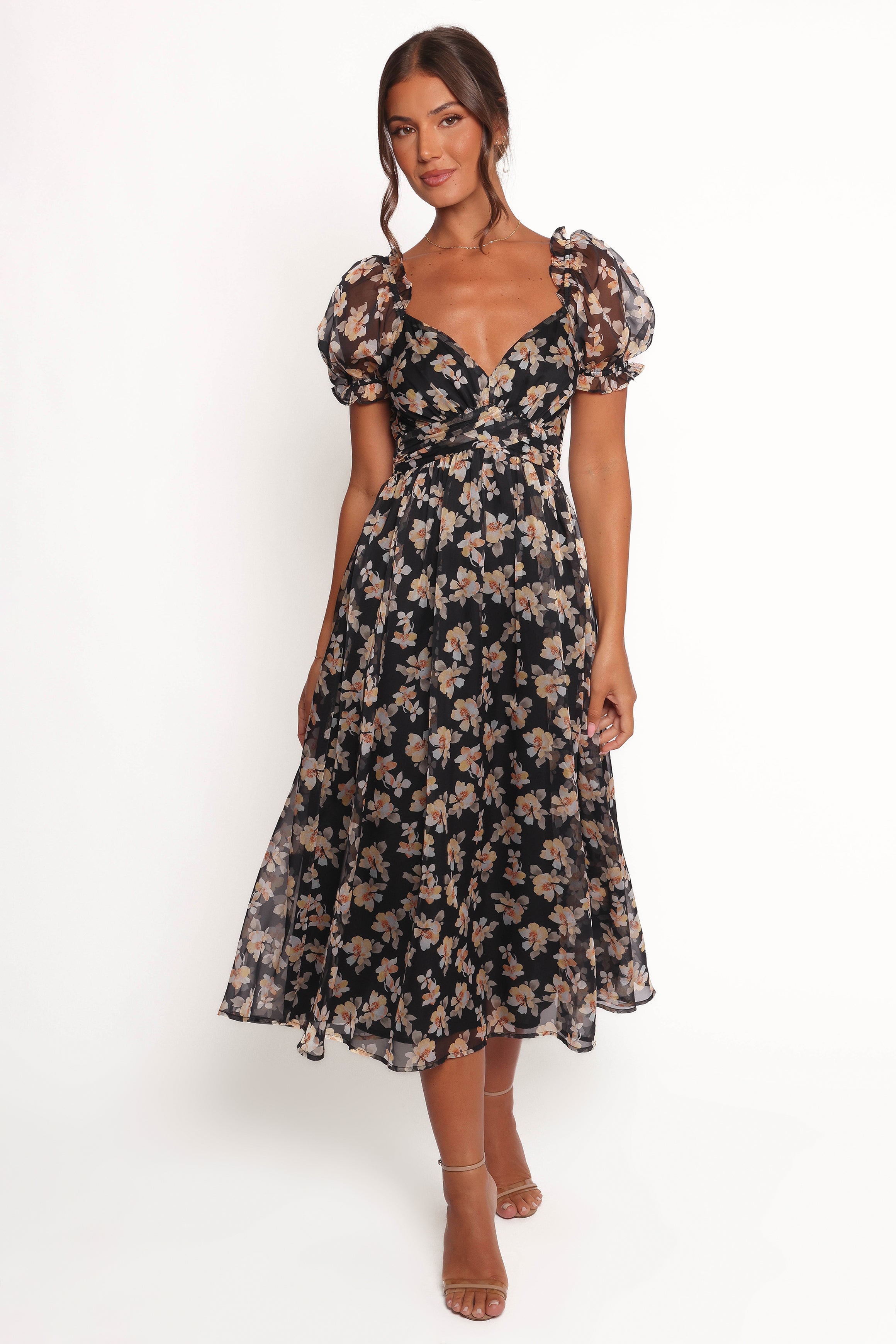 Petal and Pup USA DRESSES Farryn Maxi Dress - Black Beige Floral