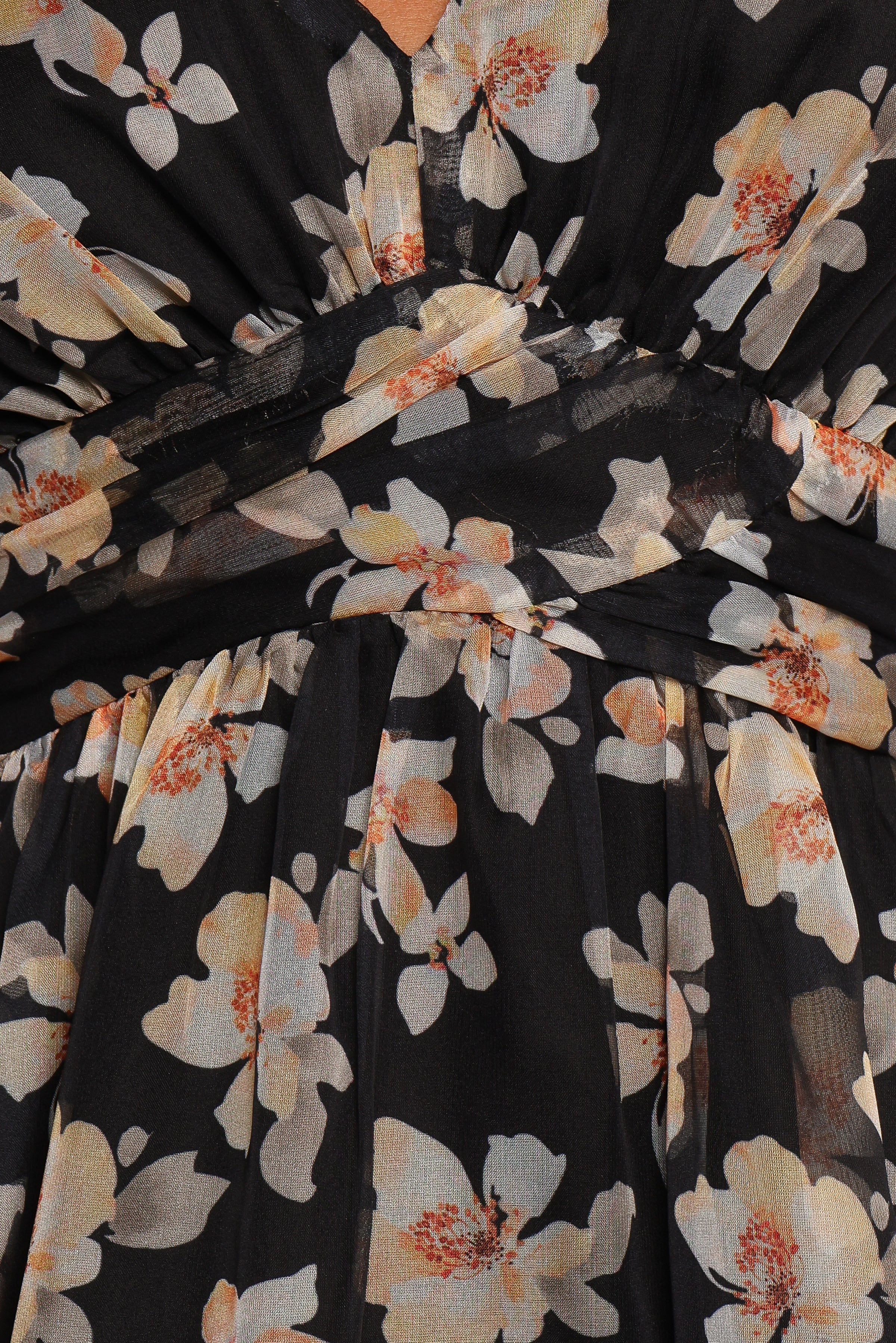 Petal and Pup USA DRESSES Farryn Maxi Dress - Black Beige Floral