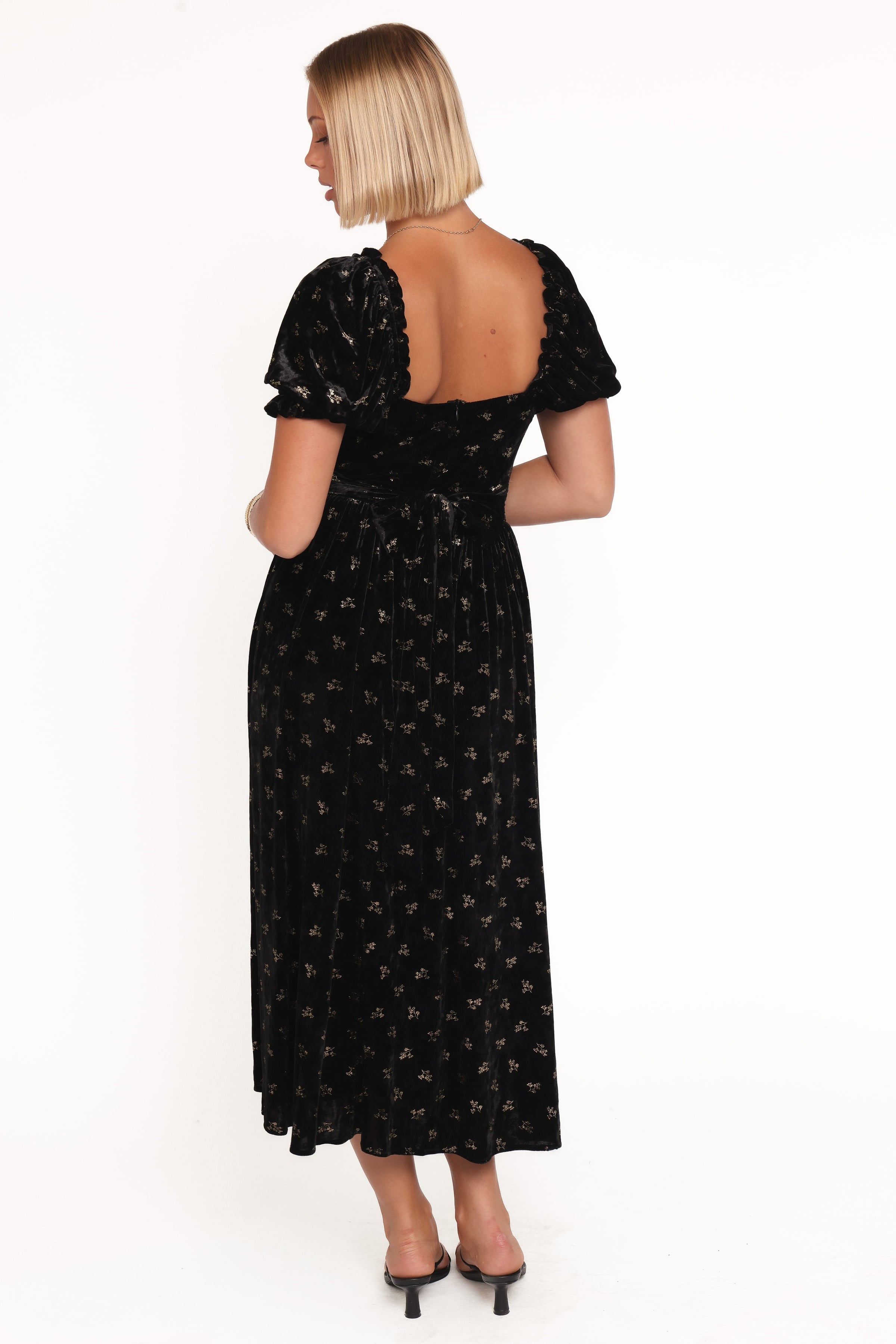 Petal and Pup USA DRESSES Farryn Maxi Dress - Black/Gold Velvet
