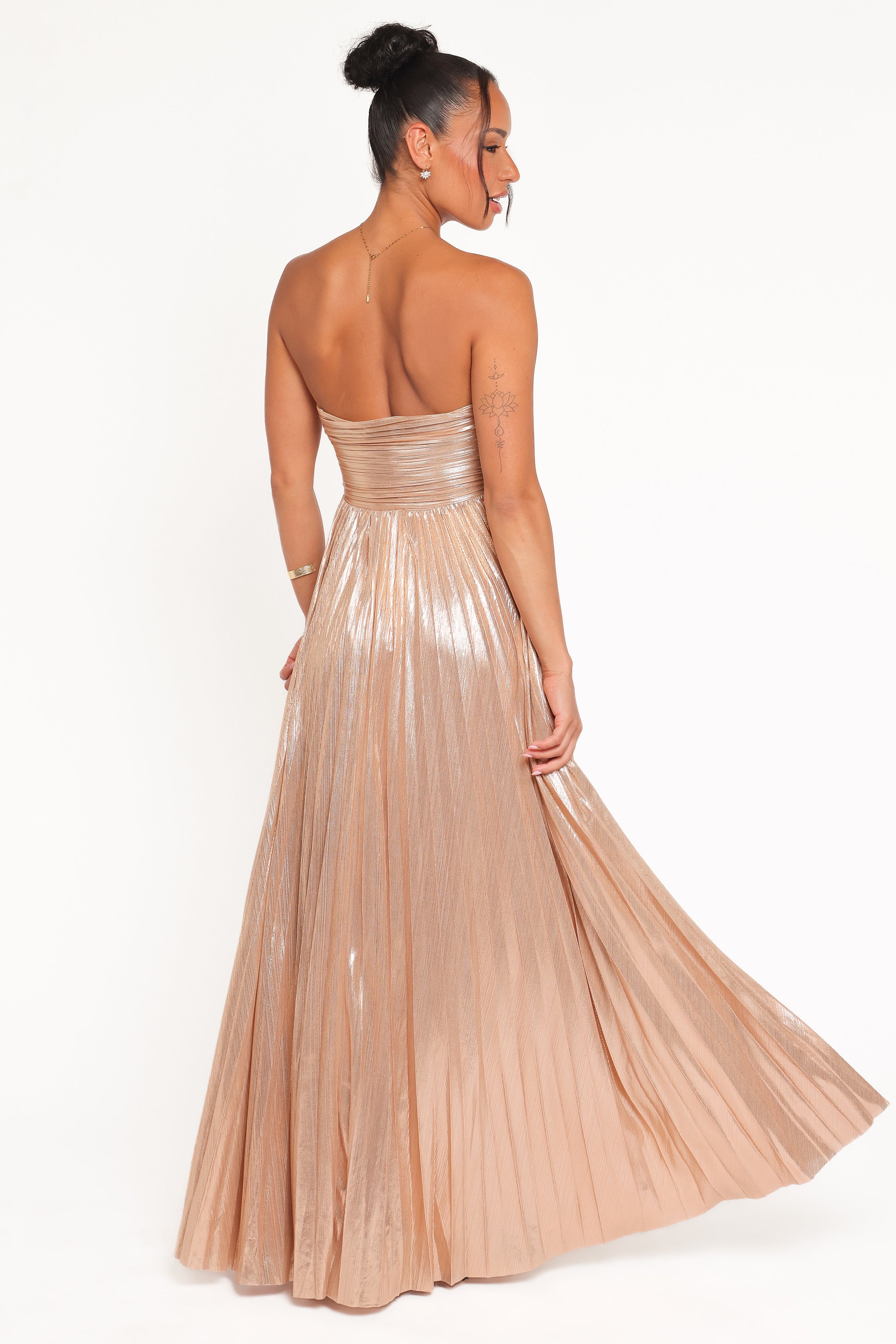 Petal and Pup USA DRESSES Faye Strapless Maxi Dress - Gold