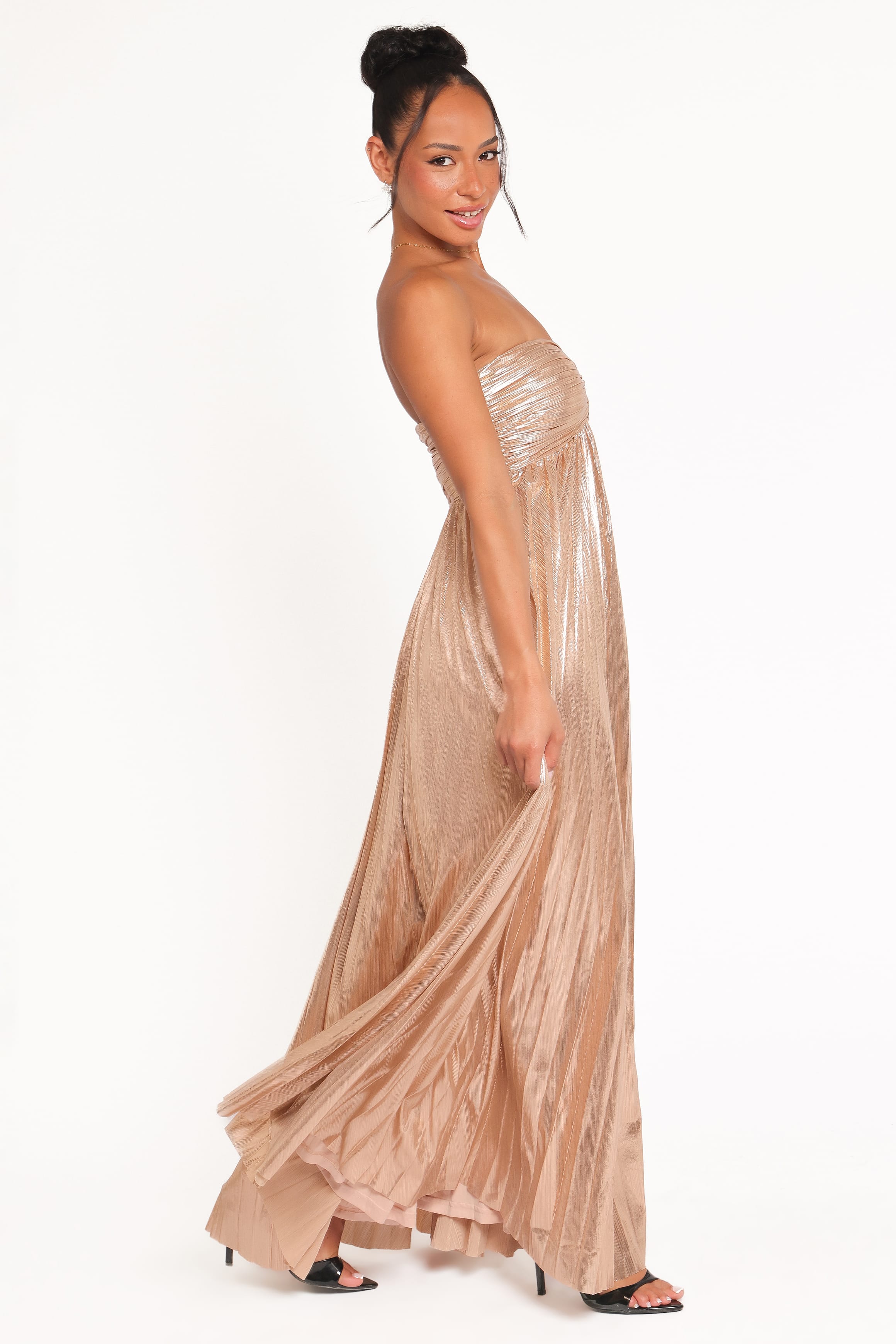 Petal and Pup USA DRESSES Faye Strapless Maxi Dress - Gold